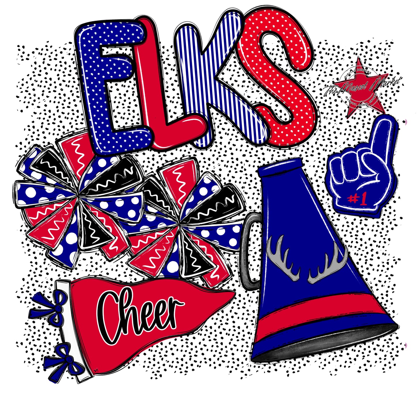 Elks Cheer Spirit-Blue & Red