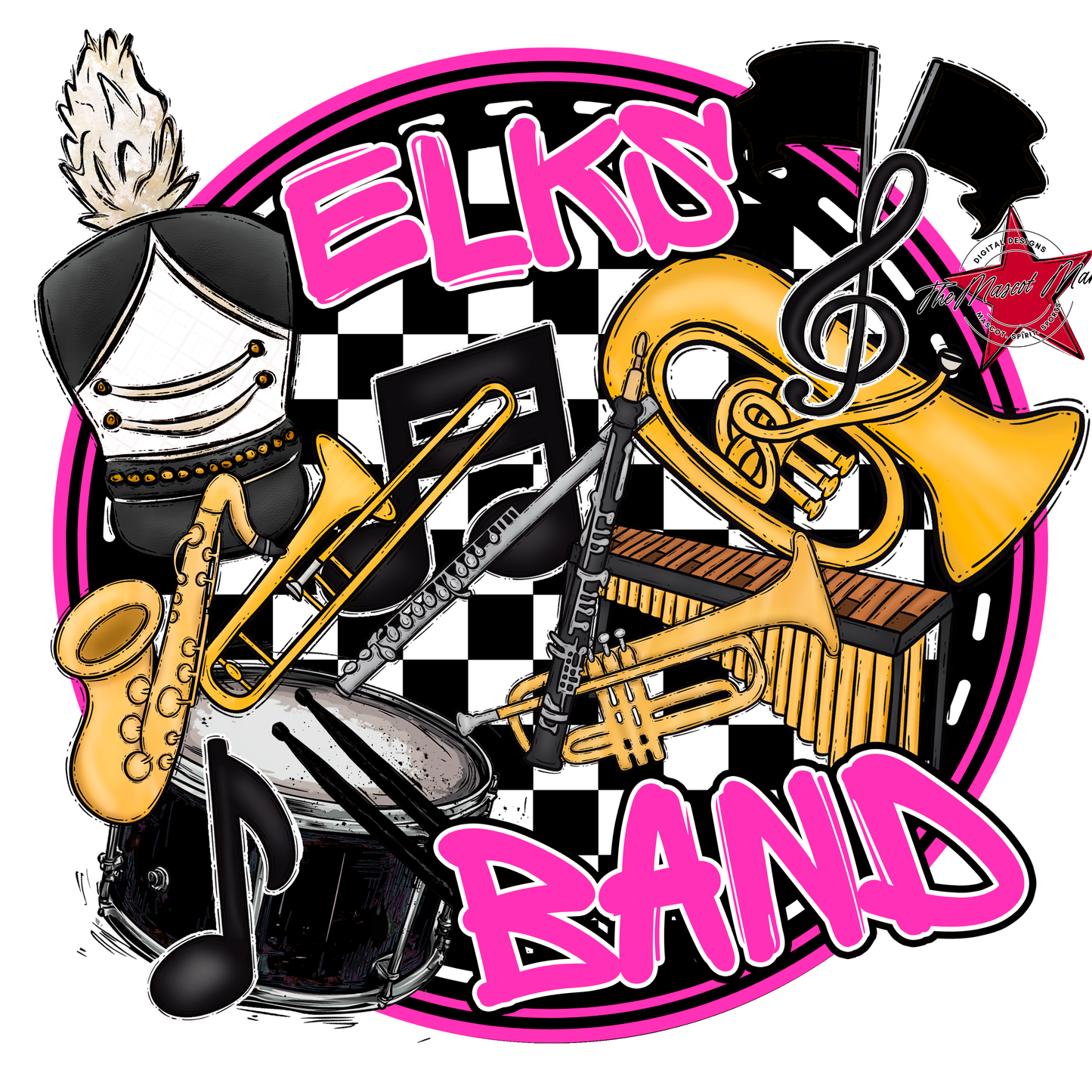 Elks Circle Band Design-Pink