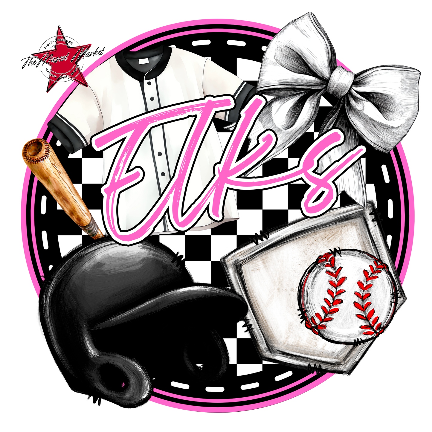 Elks Circle Baseball Design-Baby Pink