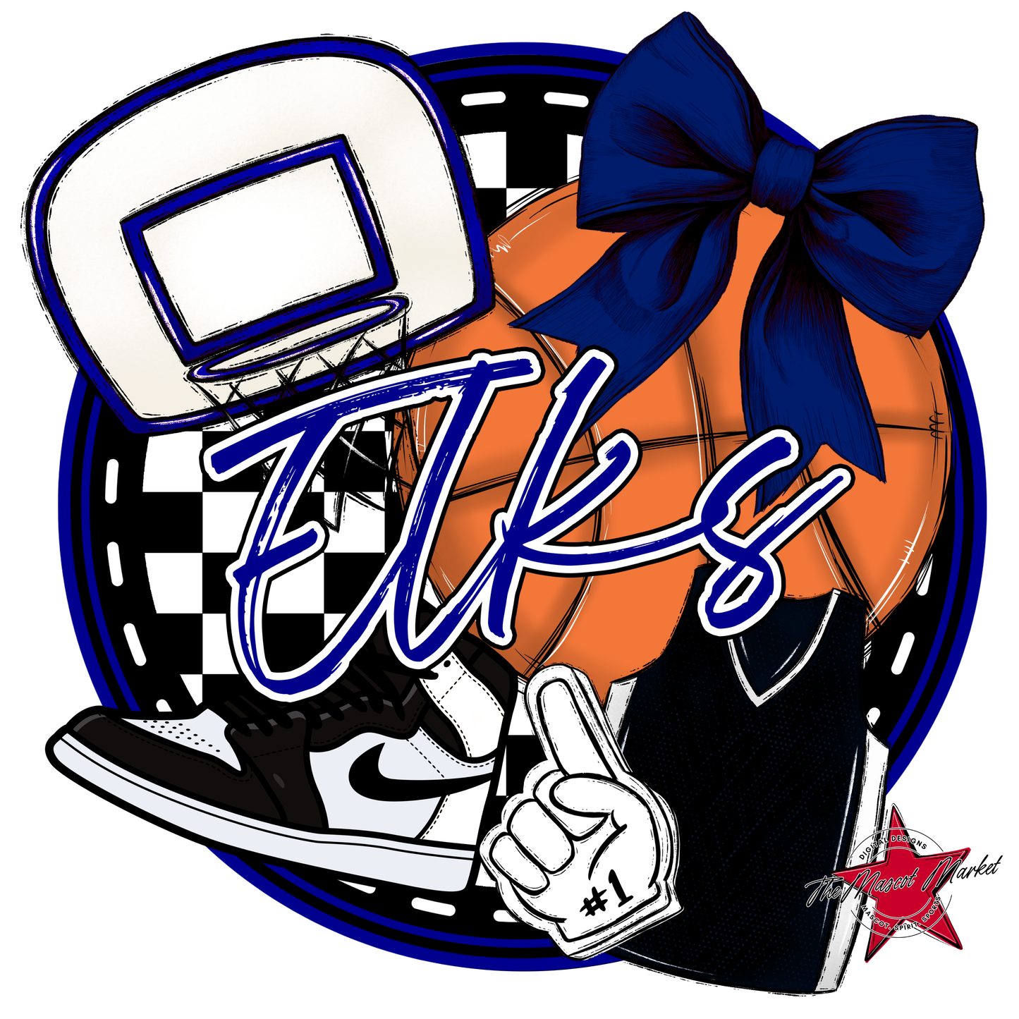 Elks Circle Basketball Design-Blue