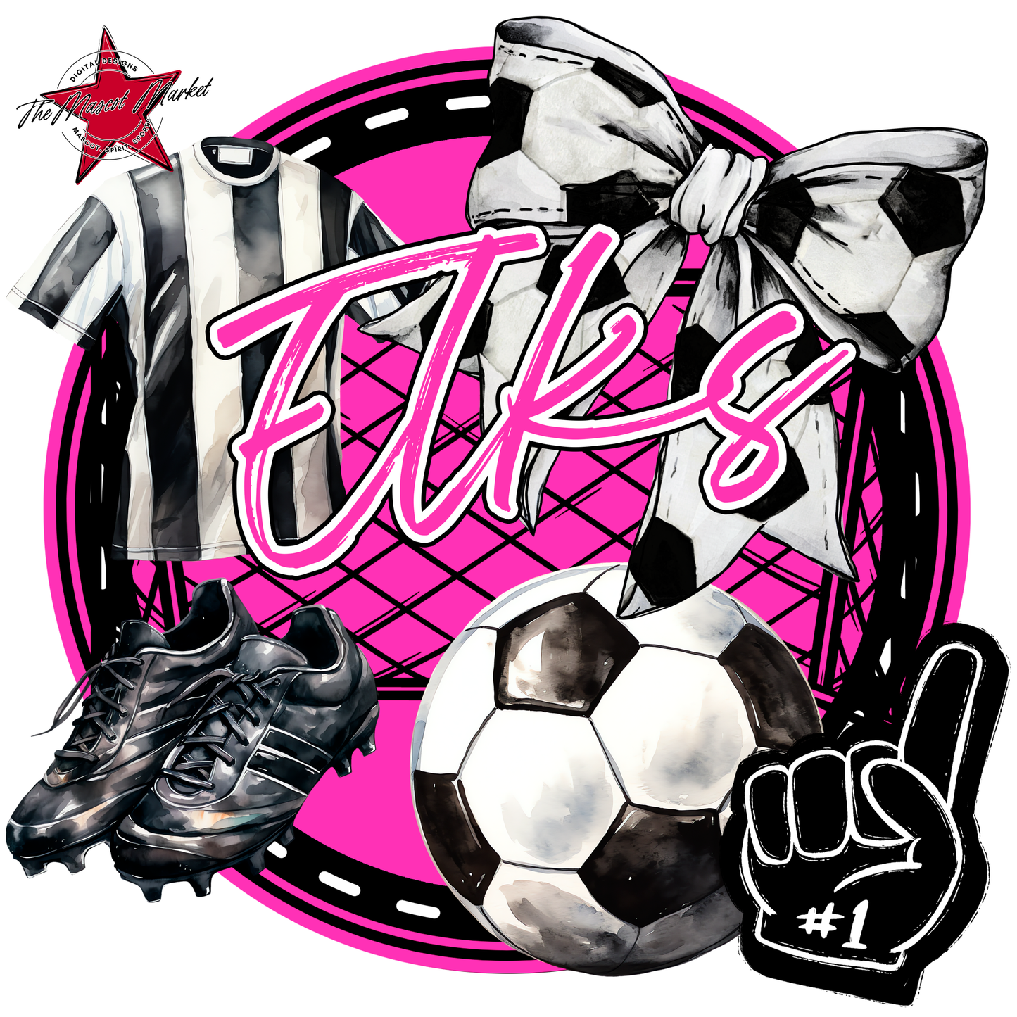 Elks Circle Soccer Design-Pink