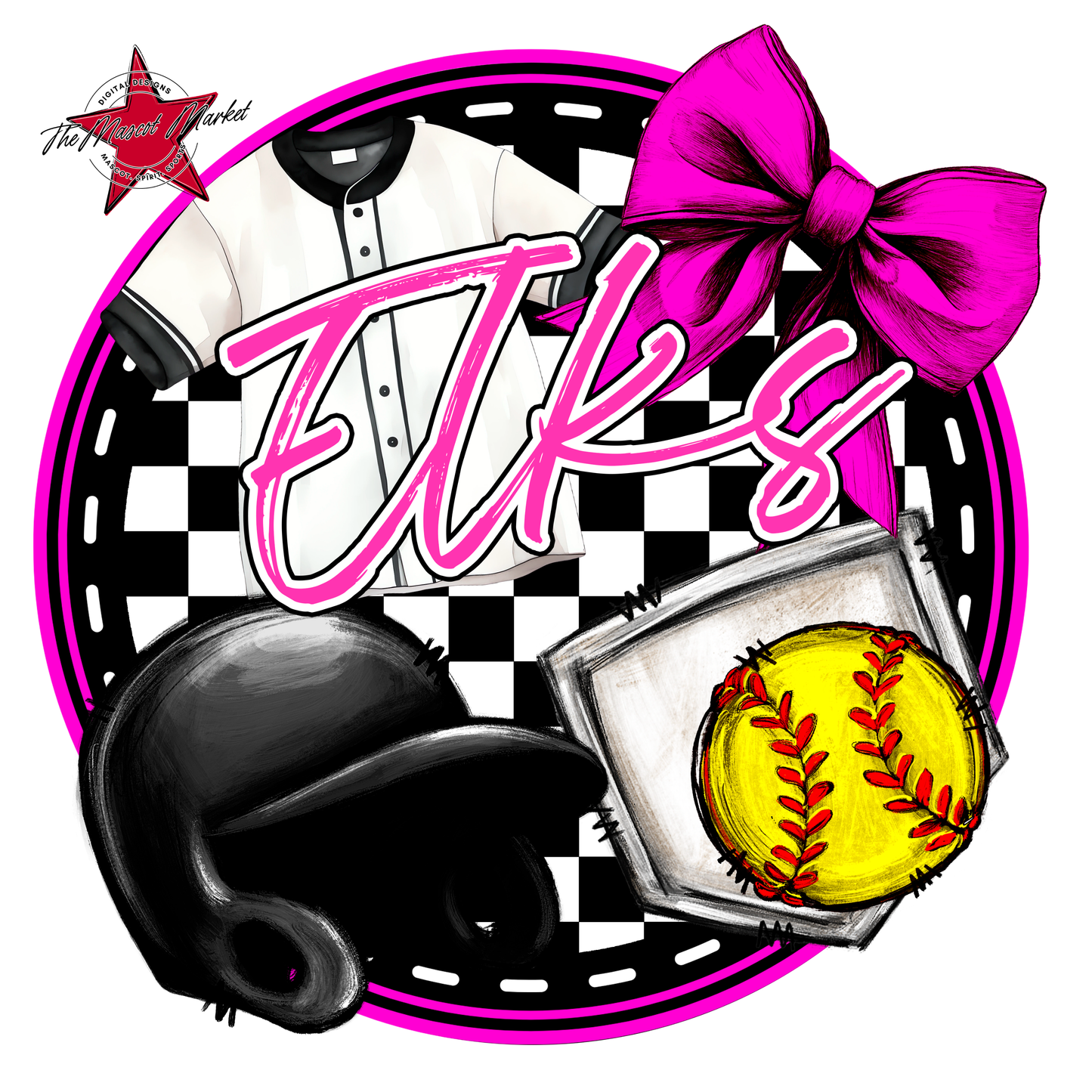Elks Circle Softball Design-Pink