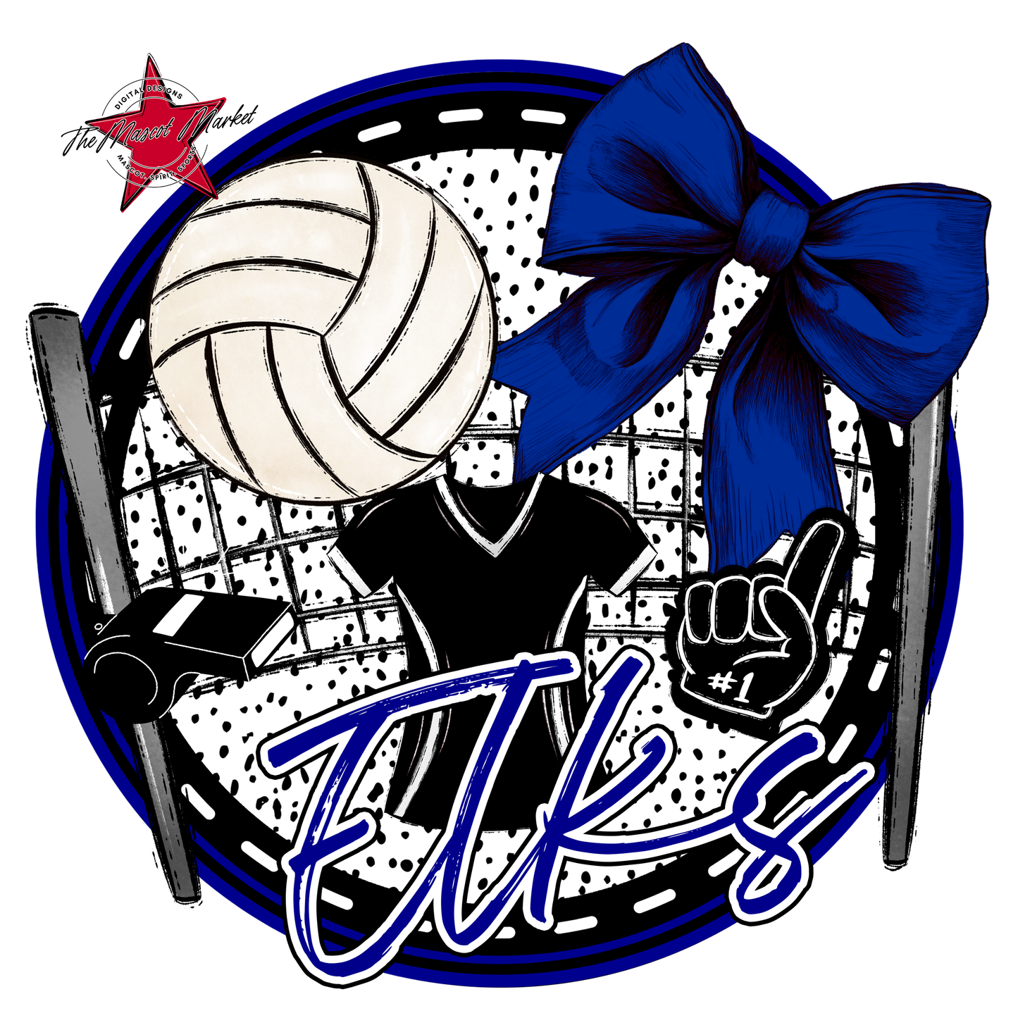 Elks Circle Volleyball Design-Blue