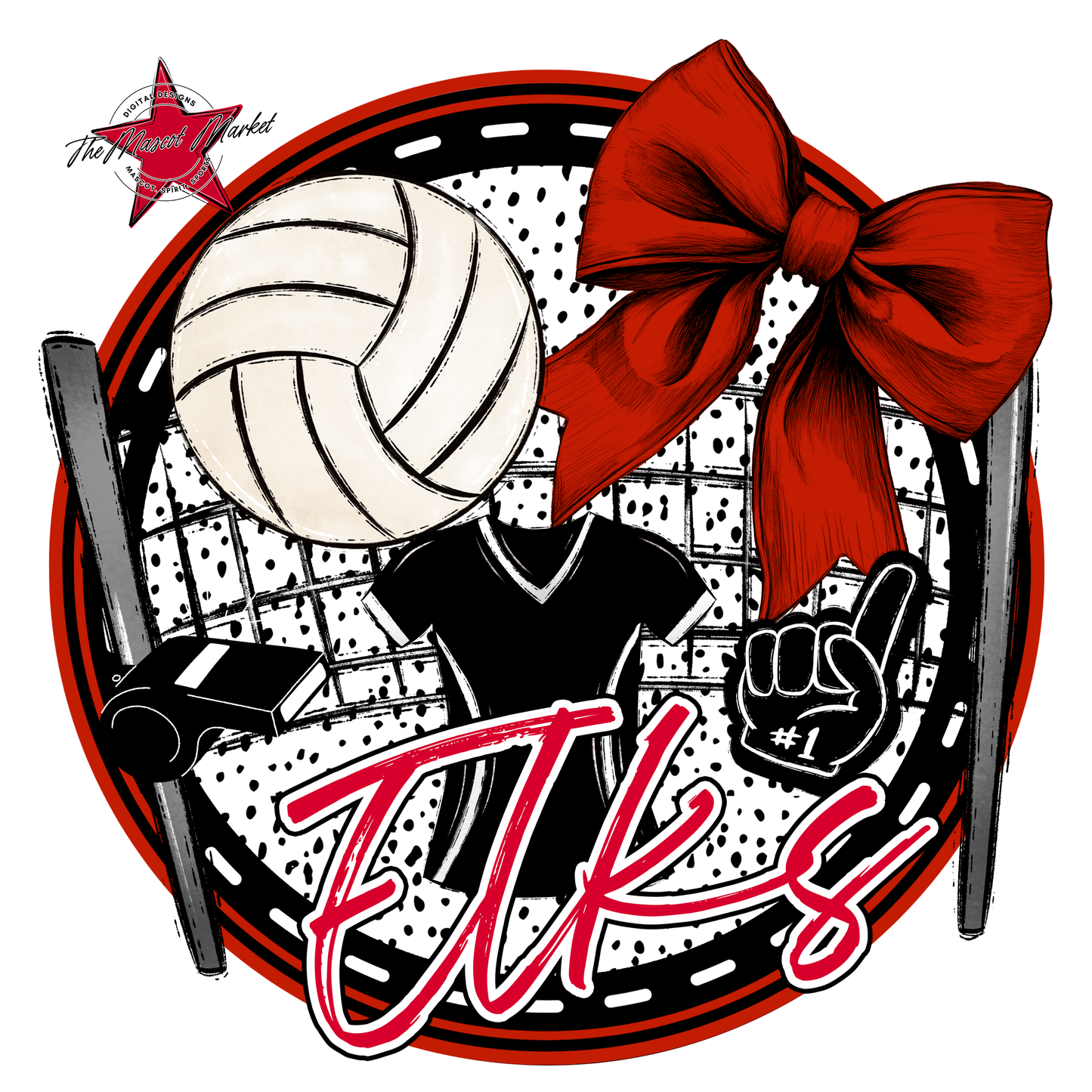 Elks Circle Volleyball Design-Red