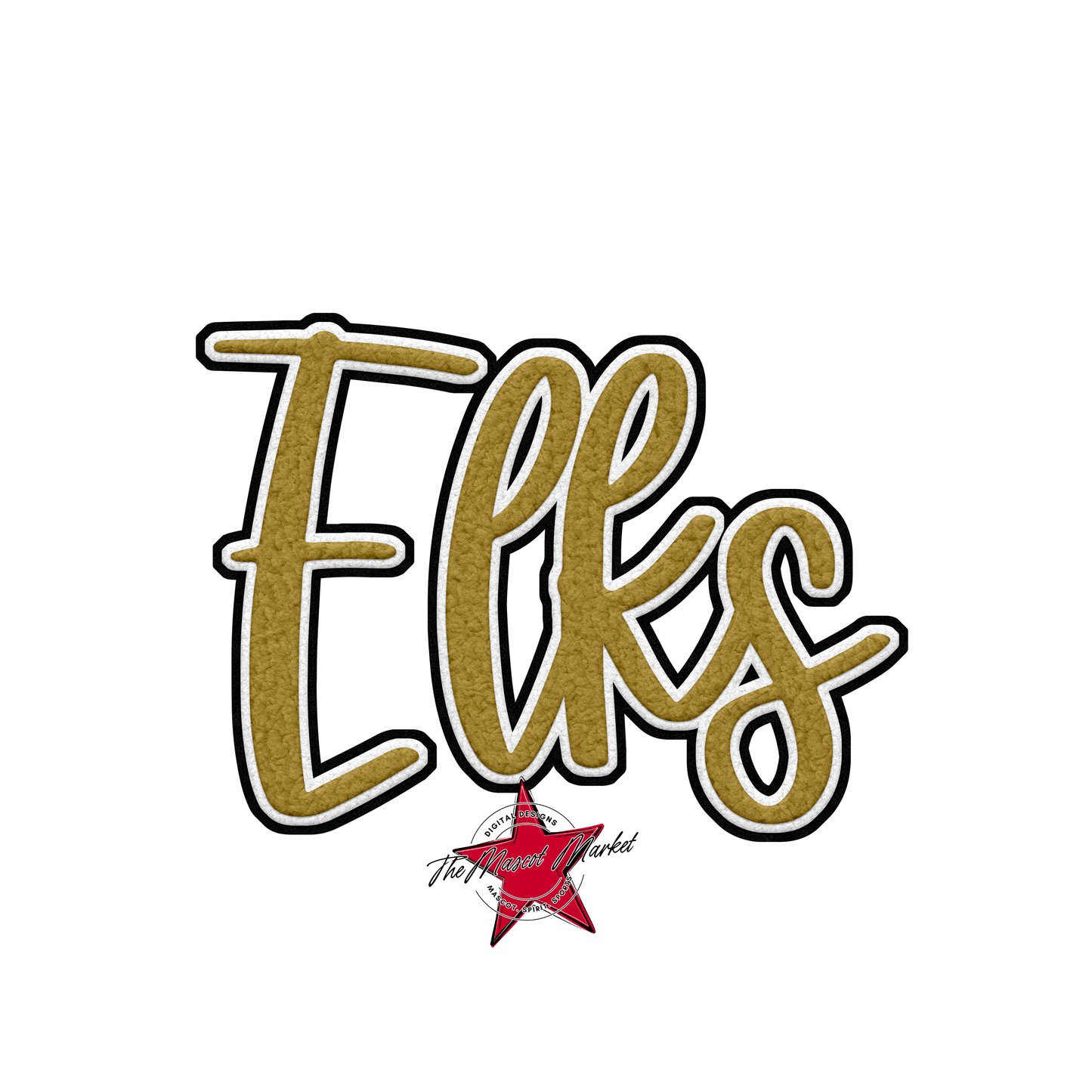 Elks Faux Chenille Patch-Gold