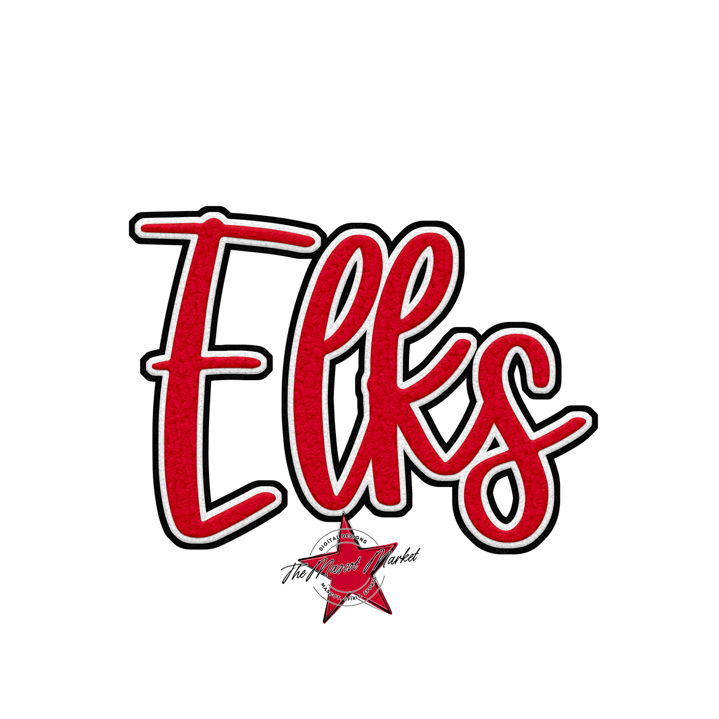 Elks Faux Chenille Patch-Red