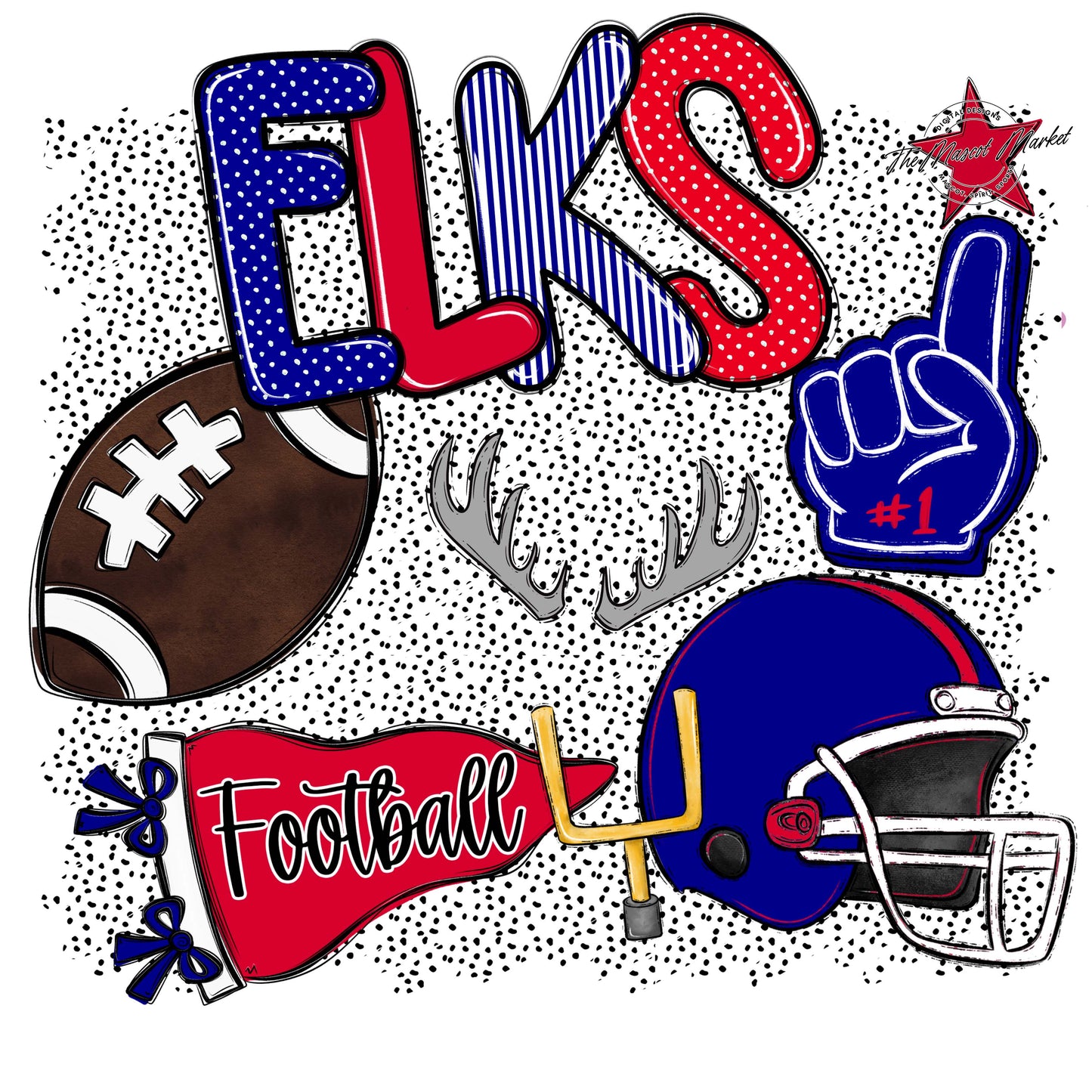 Elks Football Spirit-Blue & Red