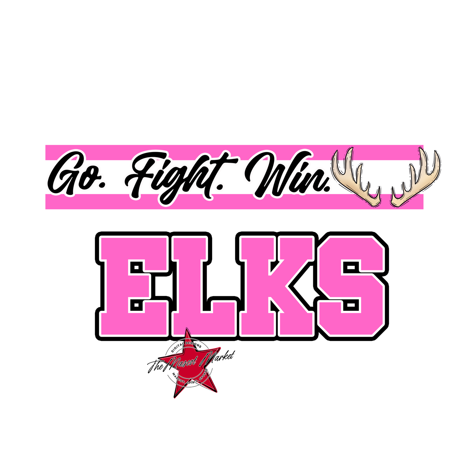 Elks Go Fight Win Mascot Lines-Baby Pink
