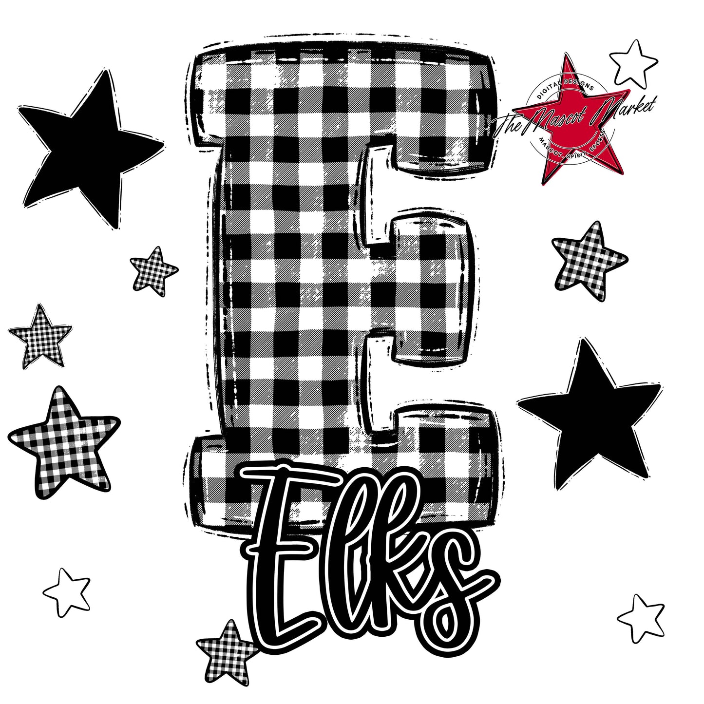 Elks Plaid Star Design-Black