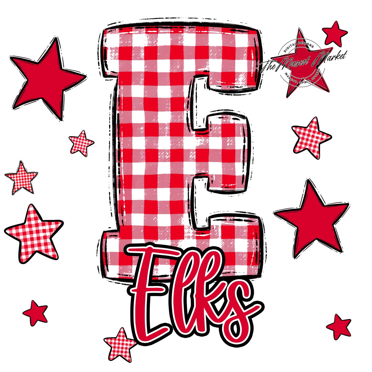Elks Plaid Star Design-Red