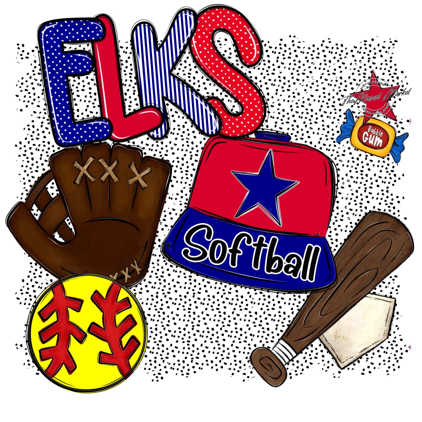 Elks Softball Spirit-Blue & Red