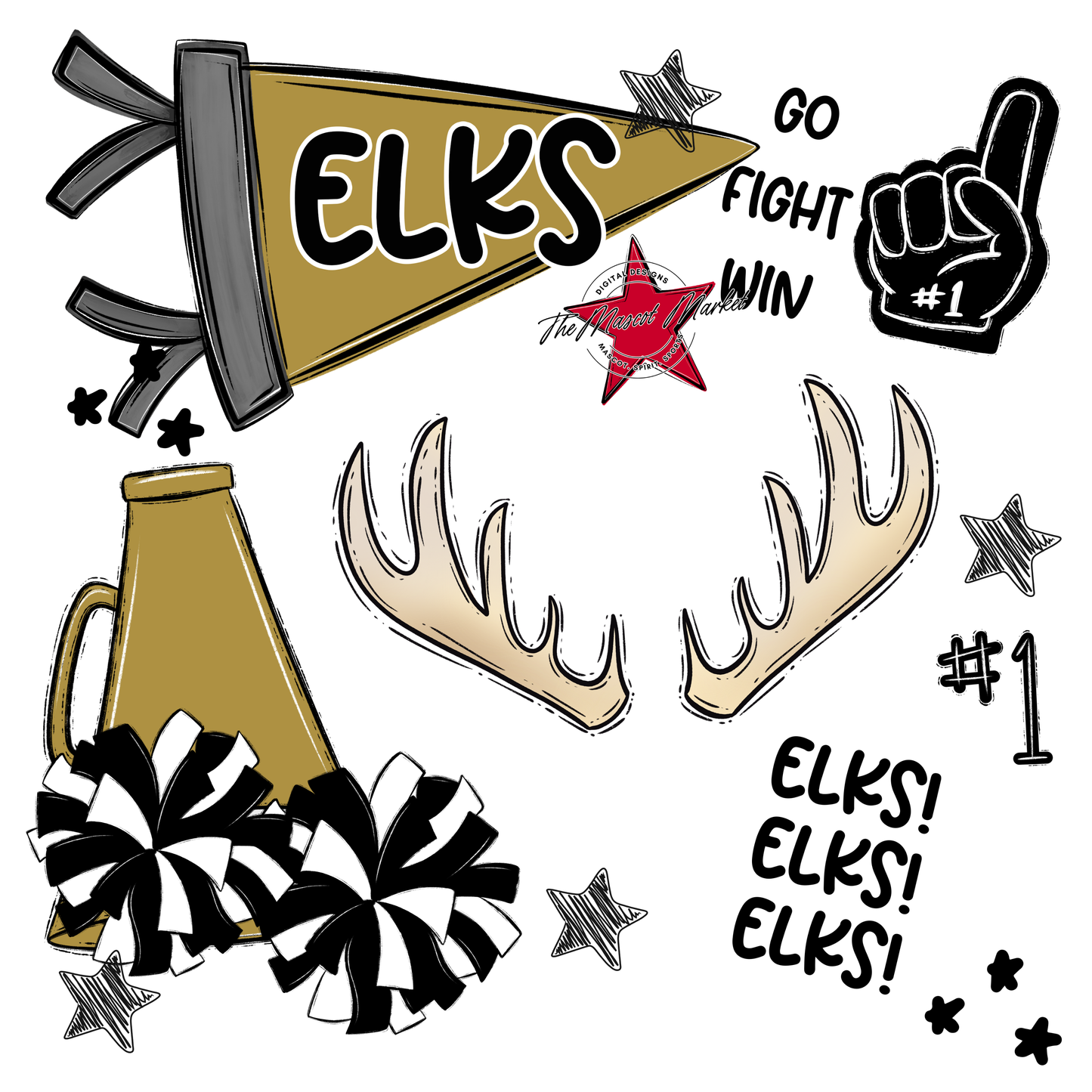 Elks Spirit Design-Gold