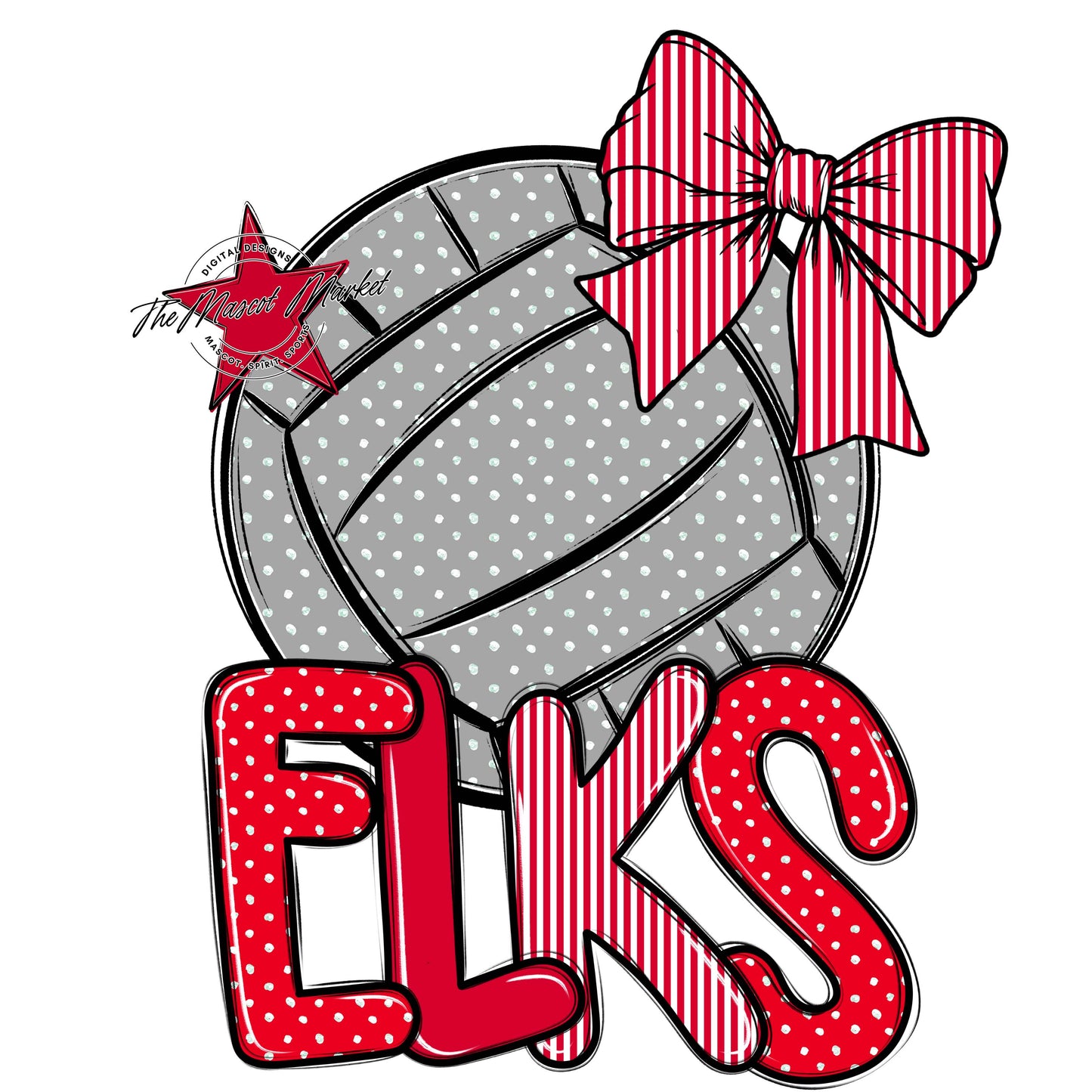 Elks Volleyball Spirit Design-Red