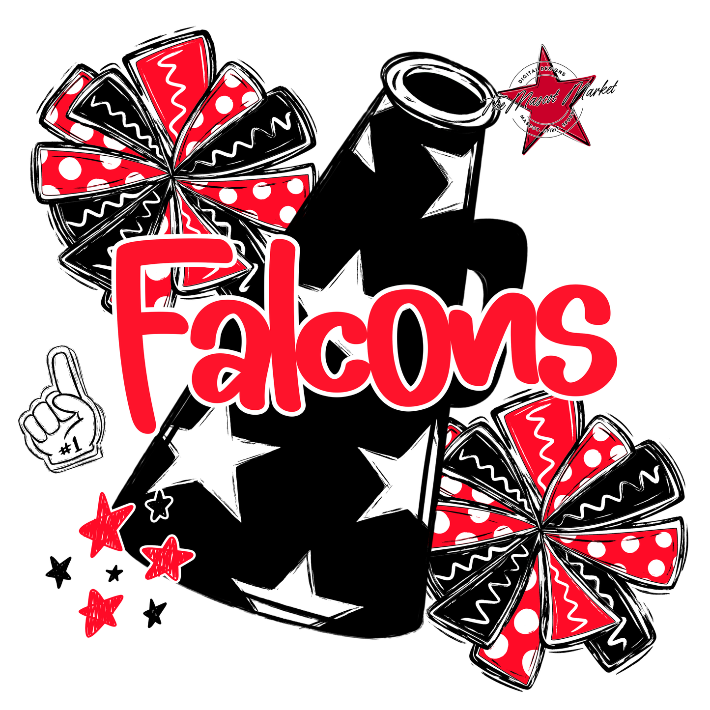 Falcons Alpha Megaphone Design-Bright Red