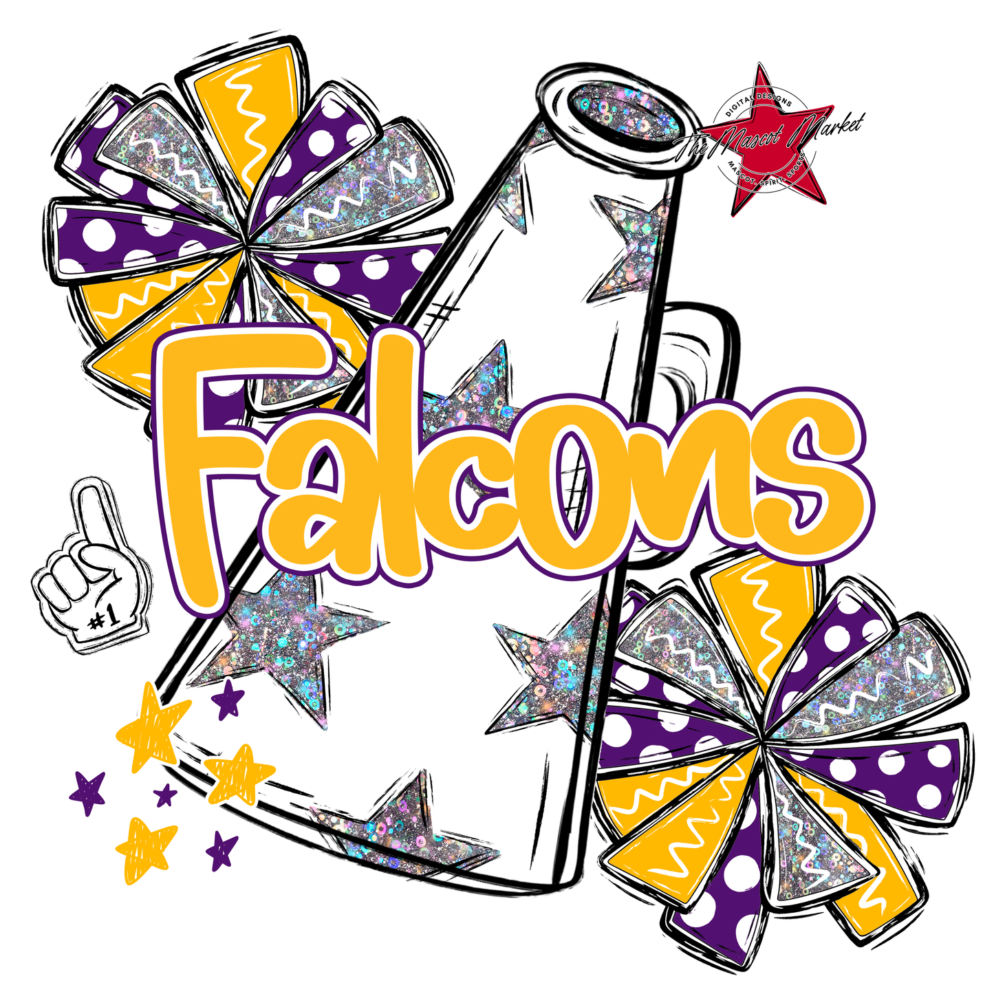 Falcons Alpha Megaphone Design-Purple-Yellow