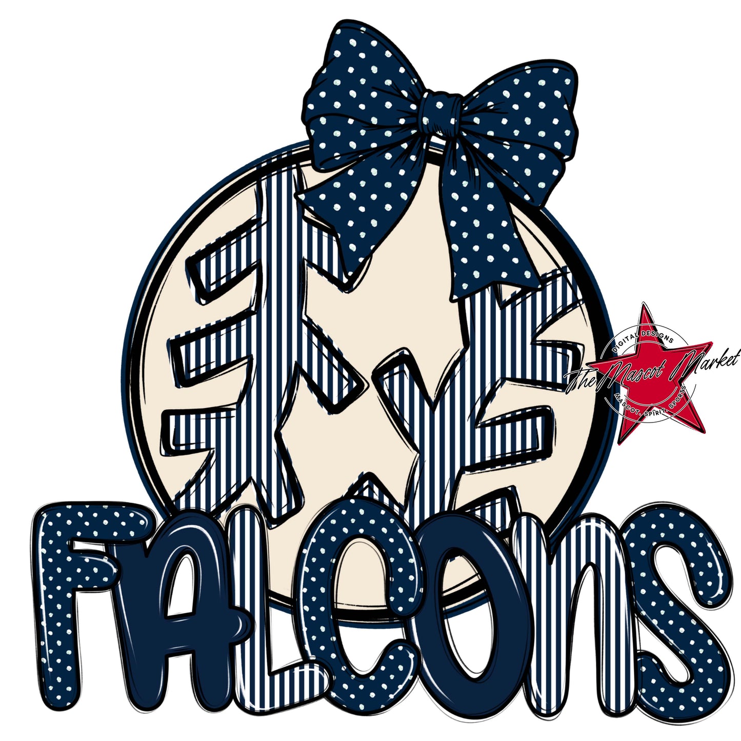Falcons Baseball-Softball Spirit Design-Navy