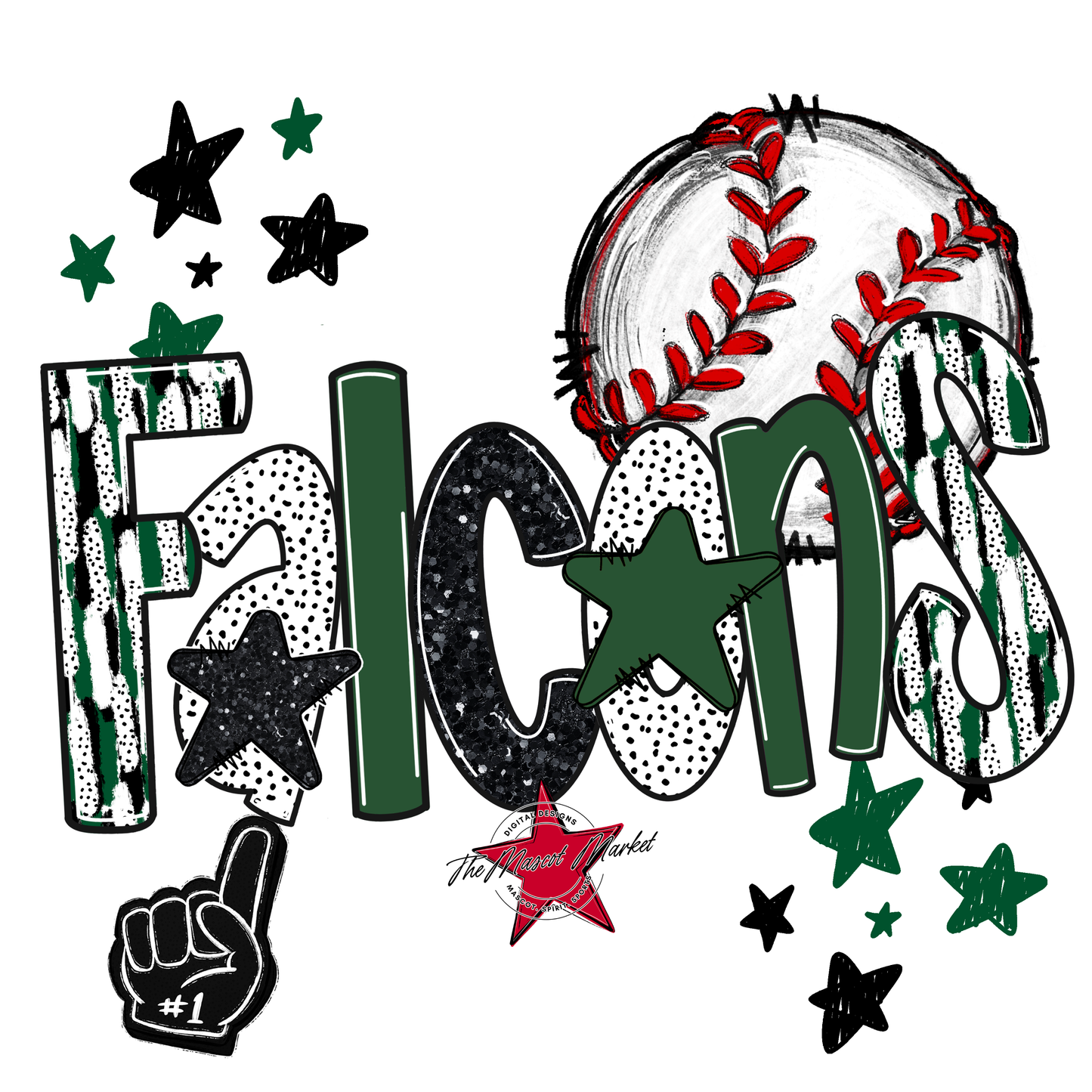 Falcons Baseball Scrape-Green