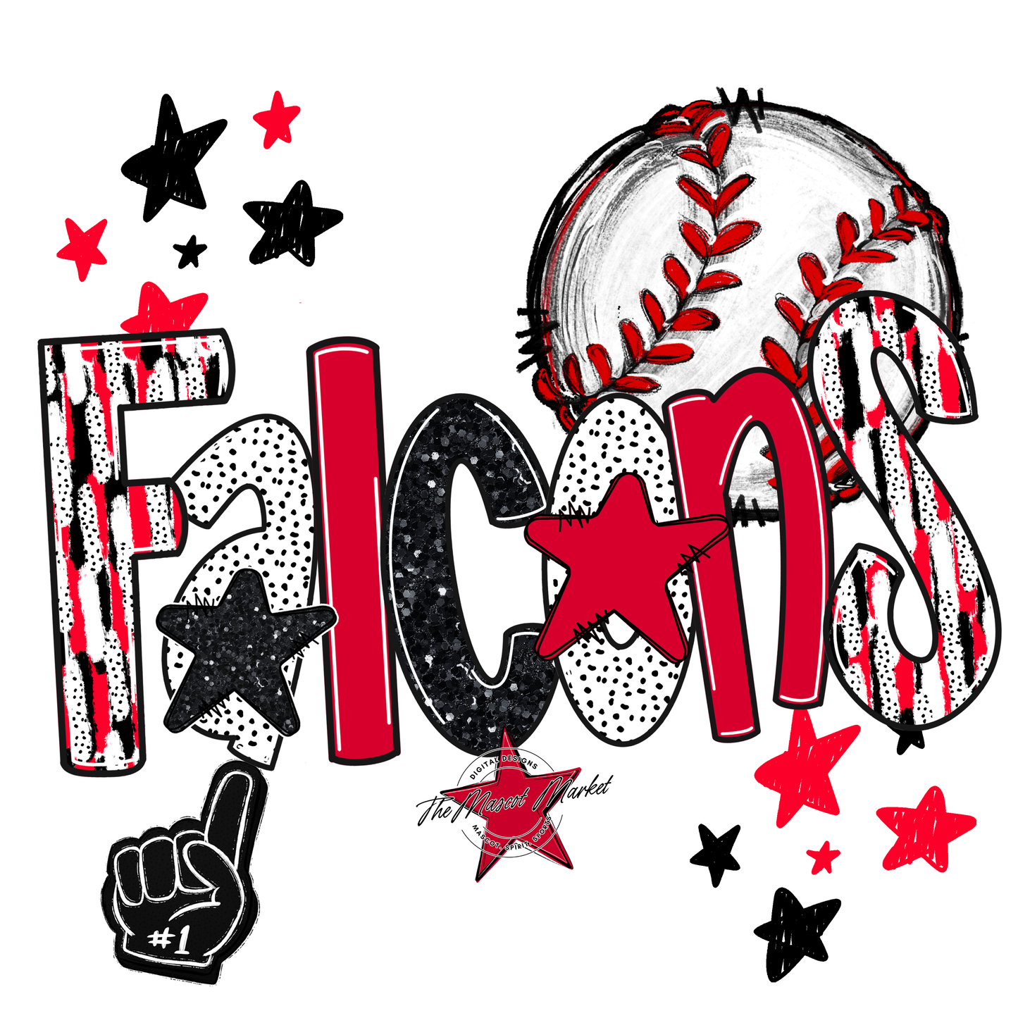 Falcons Baseball Scrape-Red