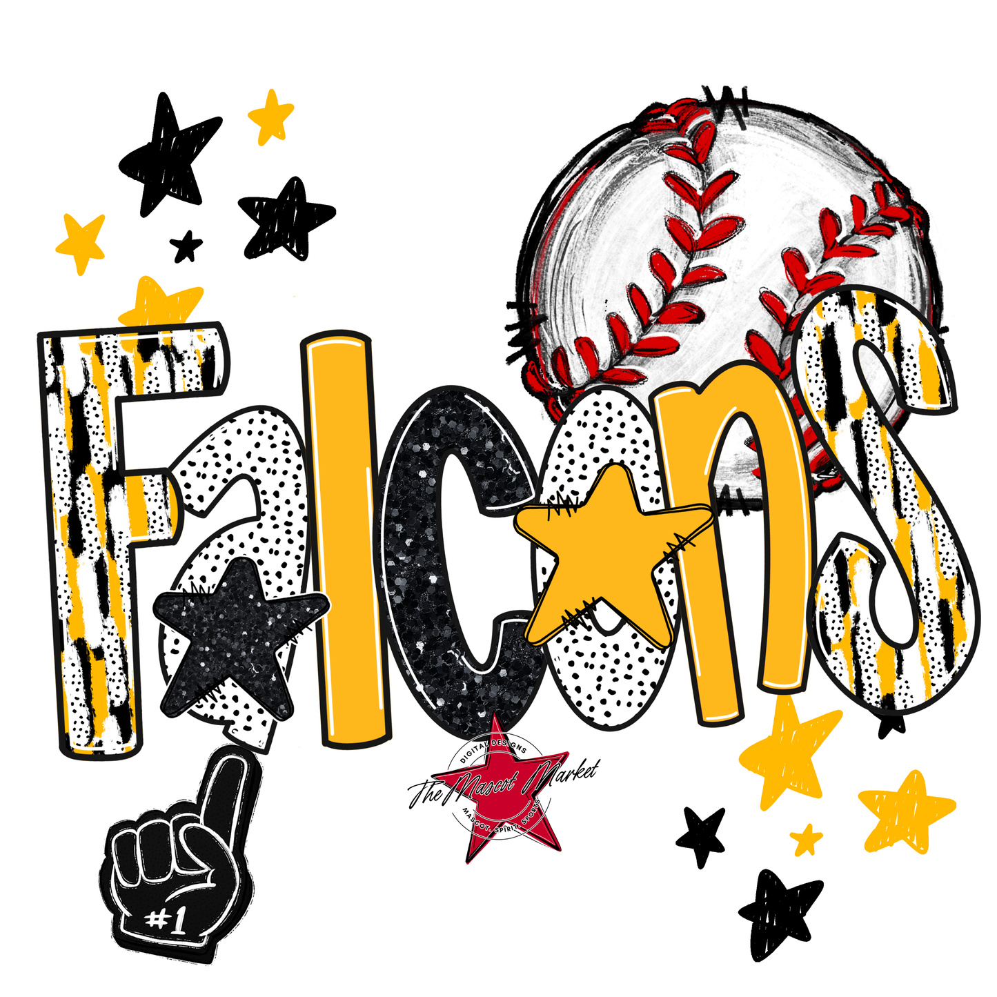 Falcons Baseball Scrape-Yellow