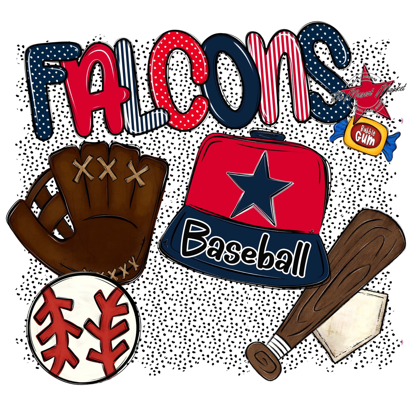 Falcons Baseball Spirit-Navy & Red