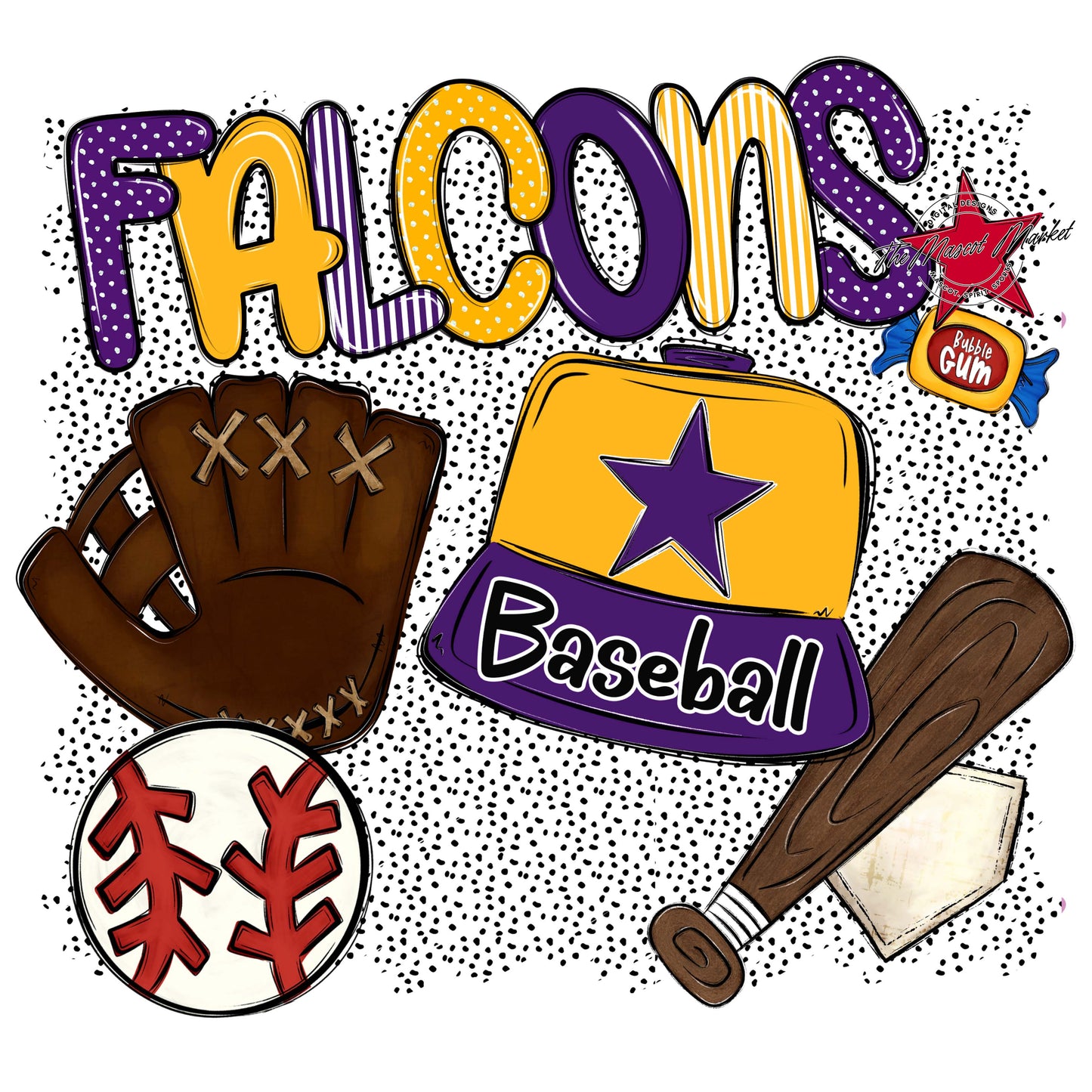 Falcons Baseball Spirit-Purple & Yellow