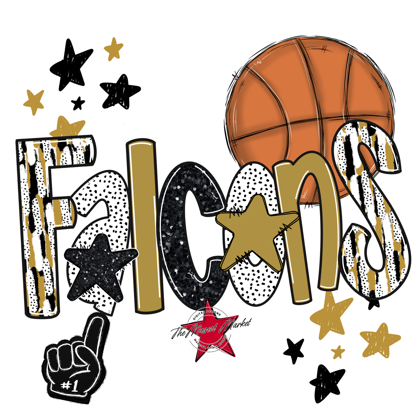 Falcons Basketball Scrape-Gold