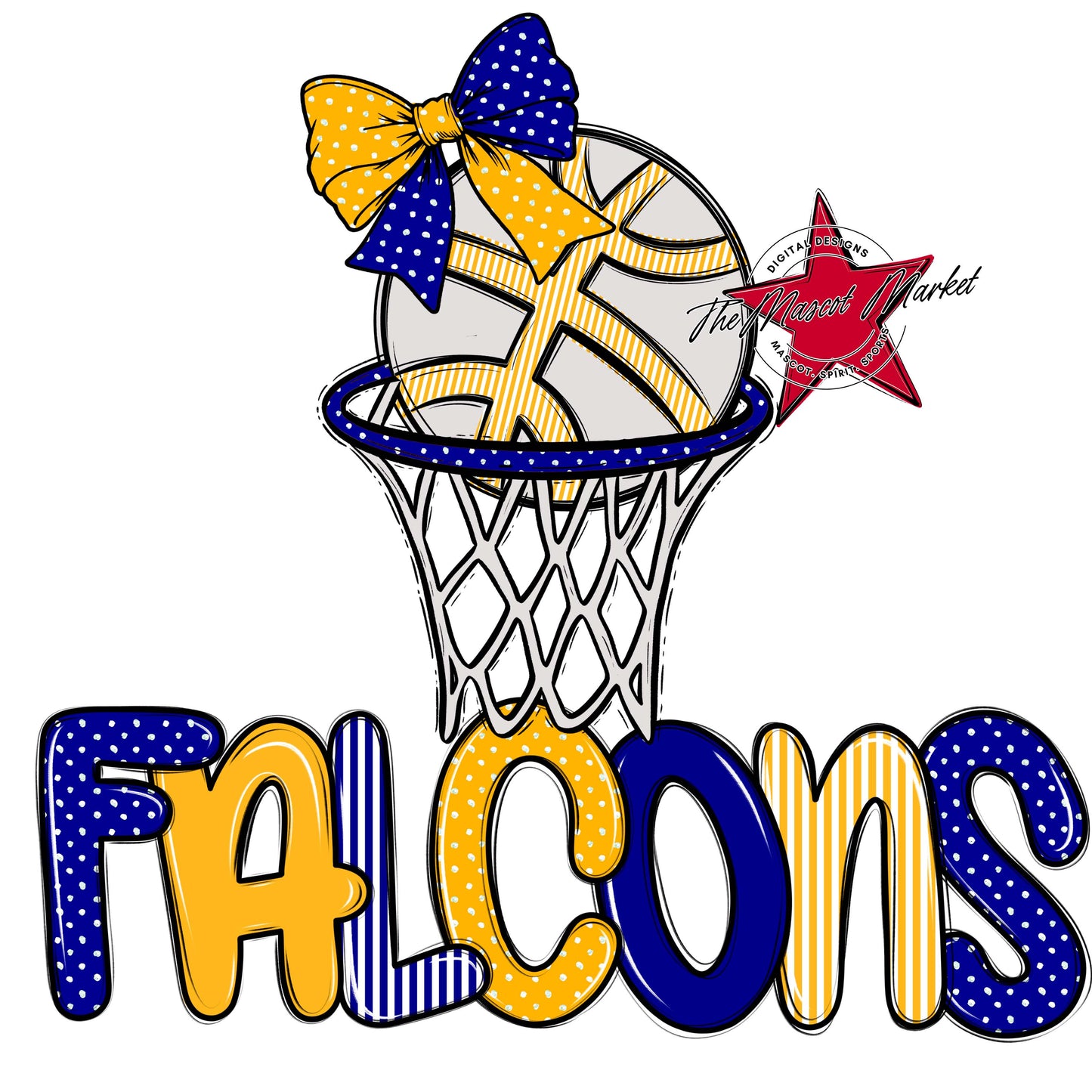 Falcons Basketball Spirit Design-Blue & Yellow
