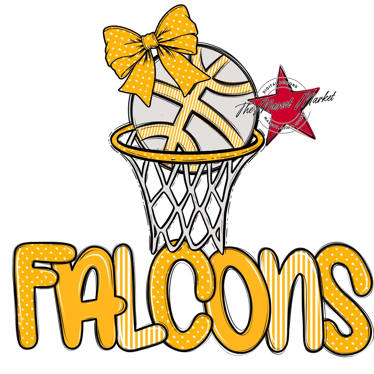 Falcons Basketball Spirit Design-Yellow