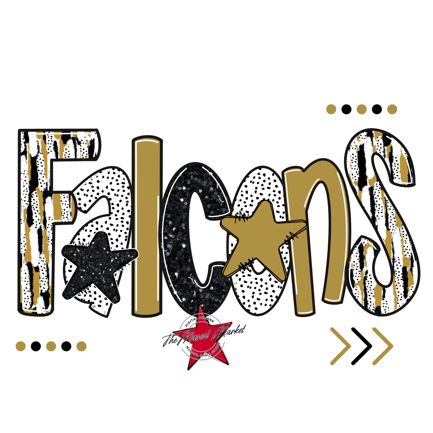 Falcons Brushstroke Alpha w Arrows-Gold