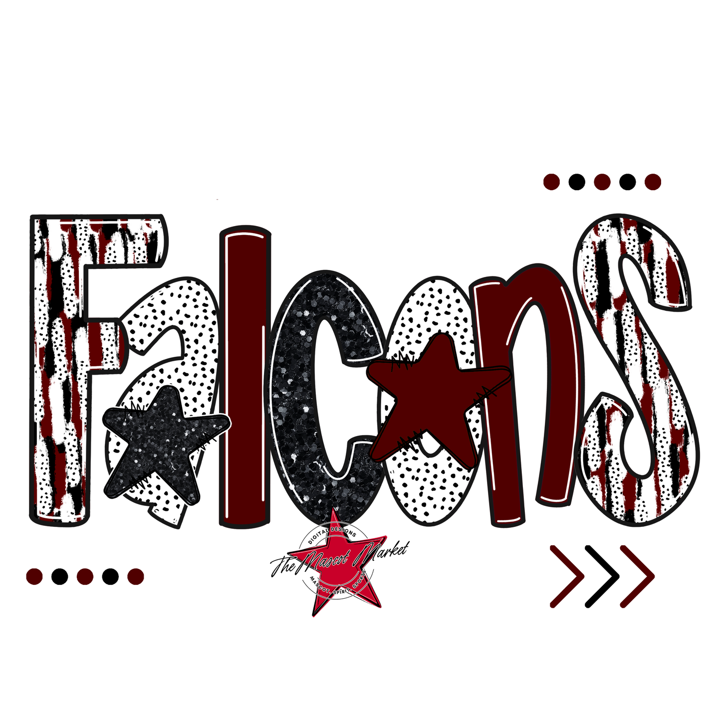 Falcons Brushstroke Alpha w Arrows-Maroon