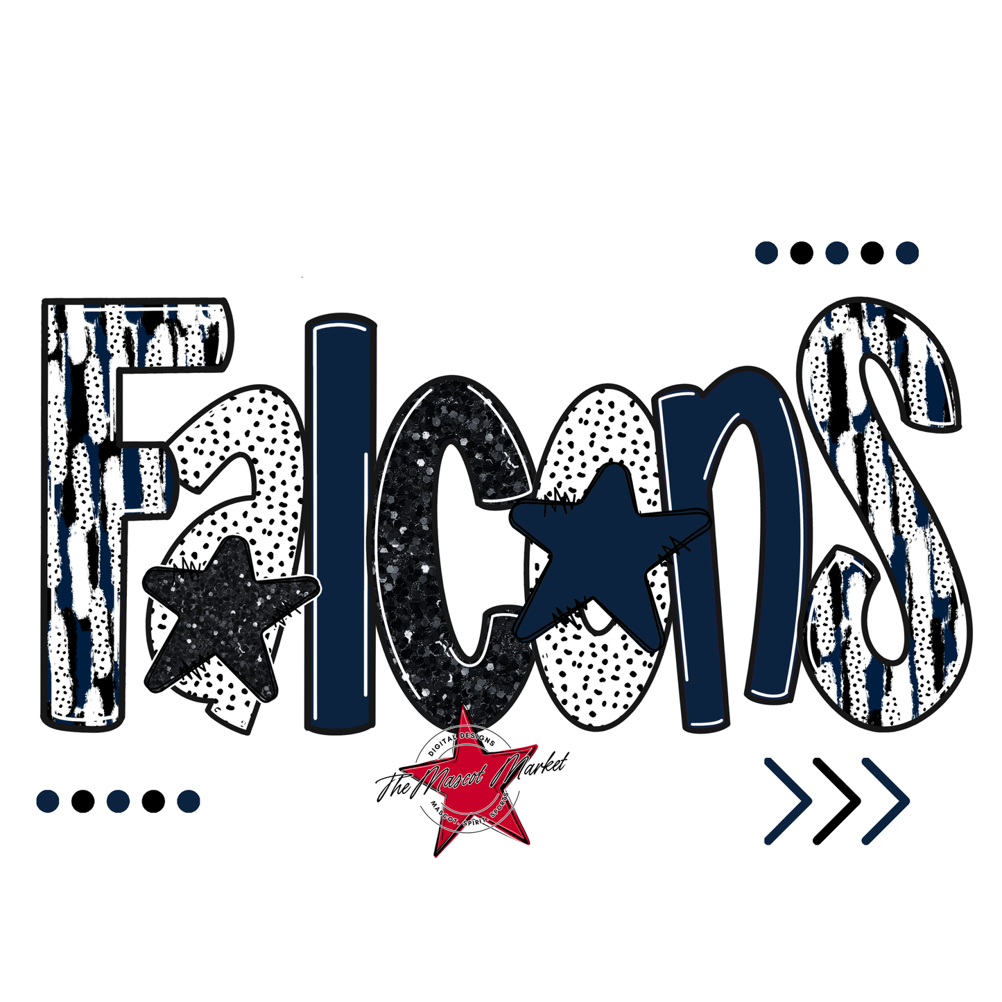 Falcons Brushstroke Alpha w Arrows-Navy