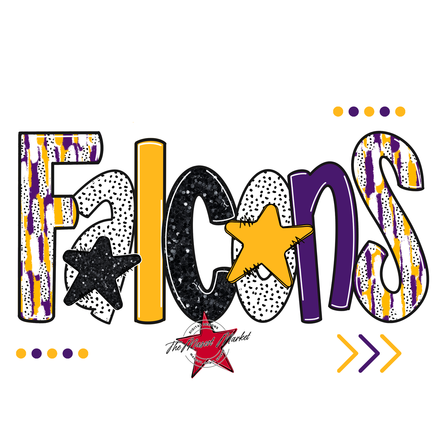 Falcons Brushstroke Alpha w Arrows-Purple-Yellow