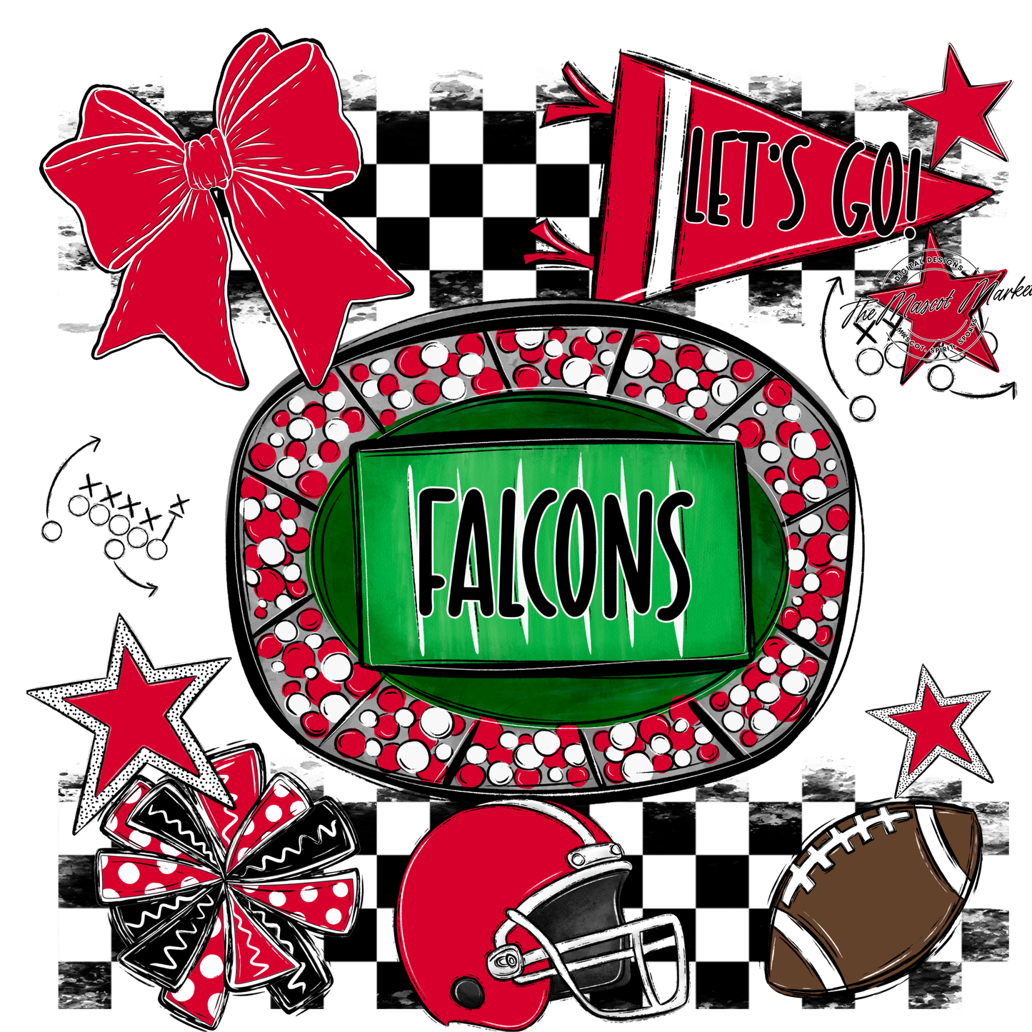 Falcons Checkers Spirit Design-Red