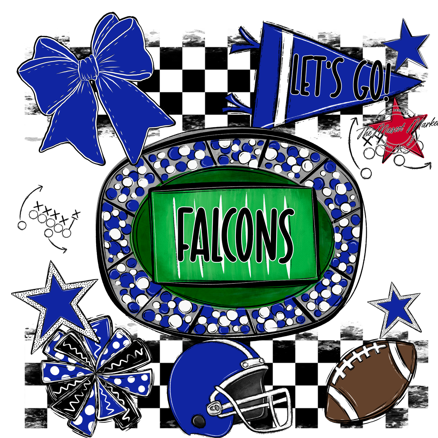 Falcons Checkers Spirit Design-Royal Blue