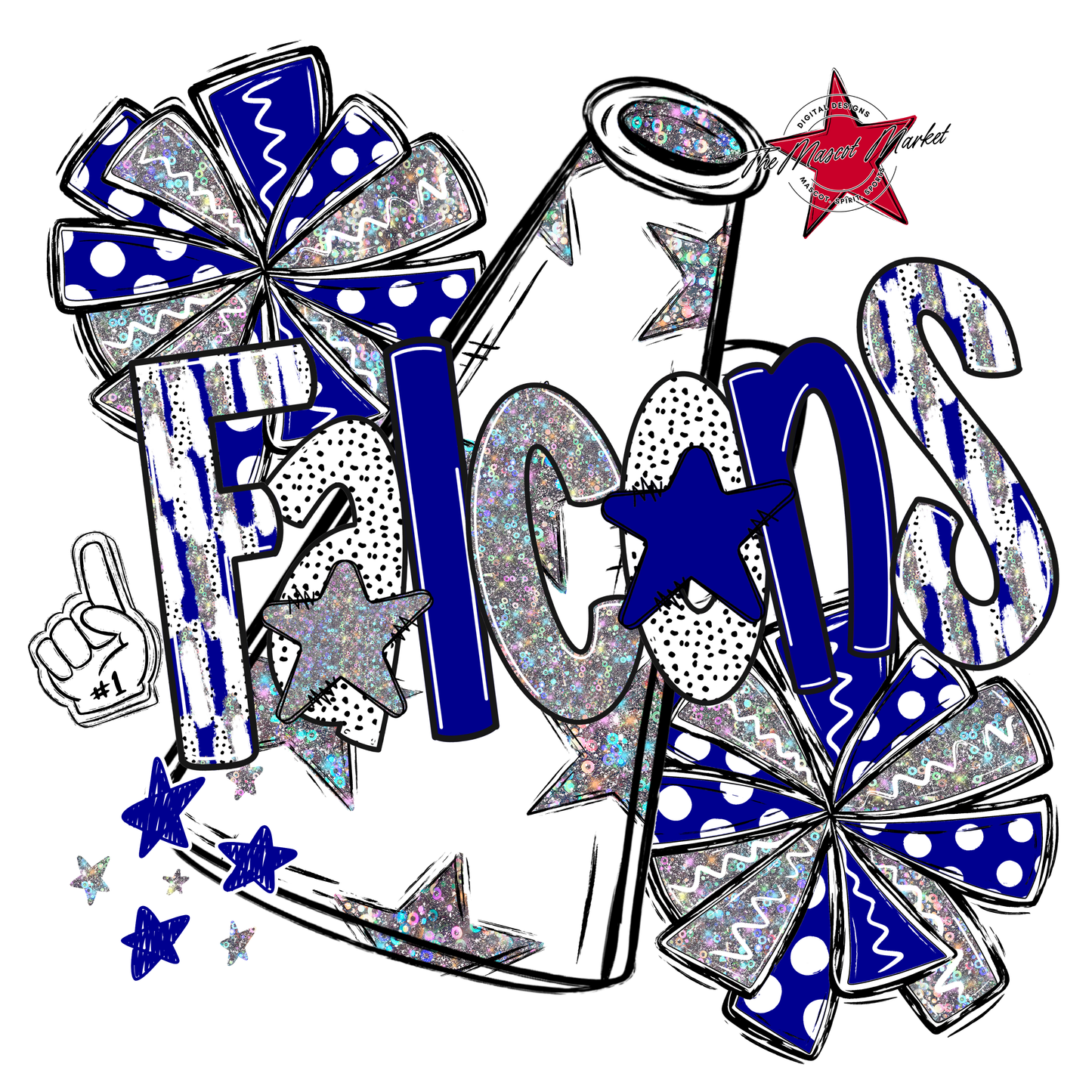 Falcons Cheer Megaphone Scrape-Blue