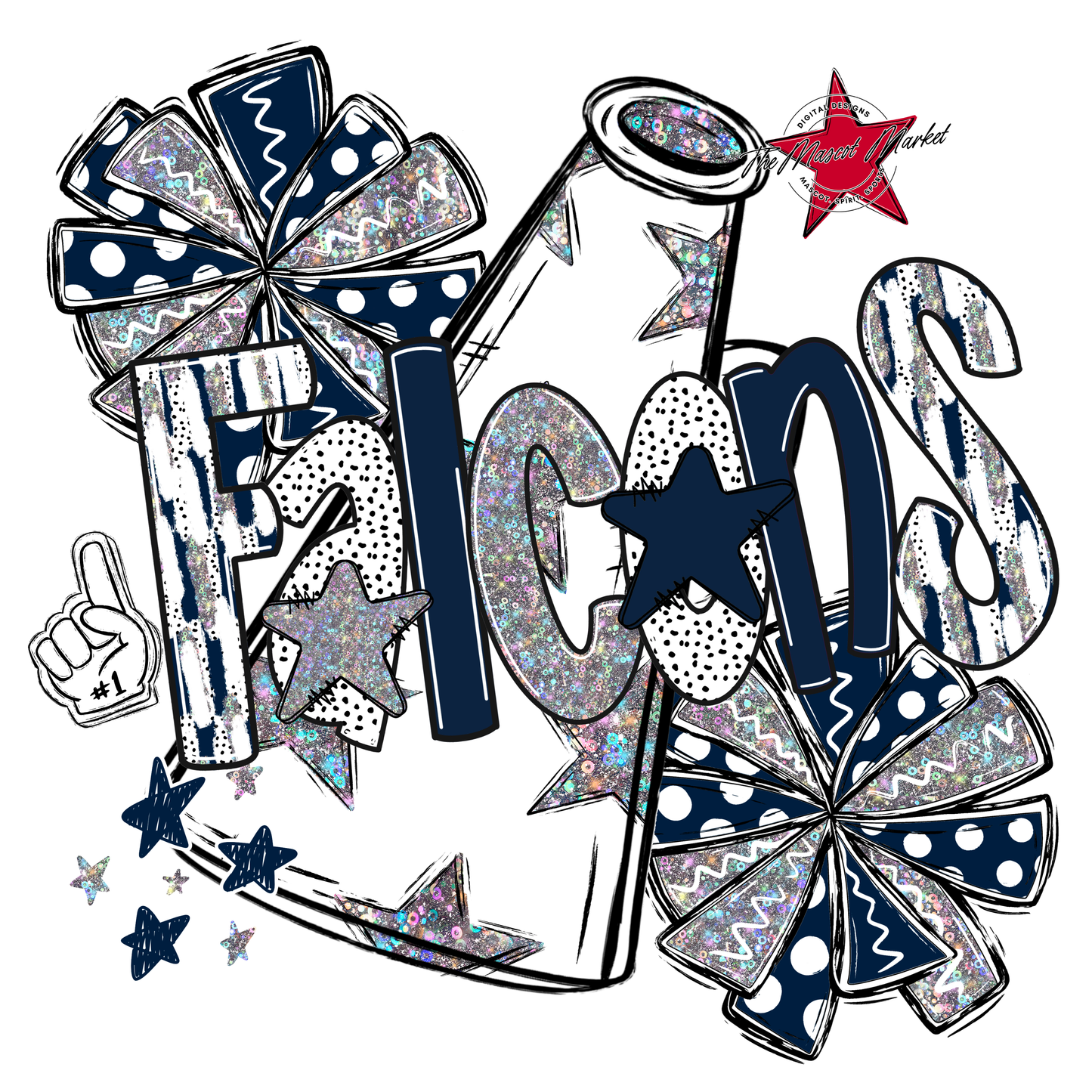 Falcons Cheer Megaphone Scrape-Navy