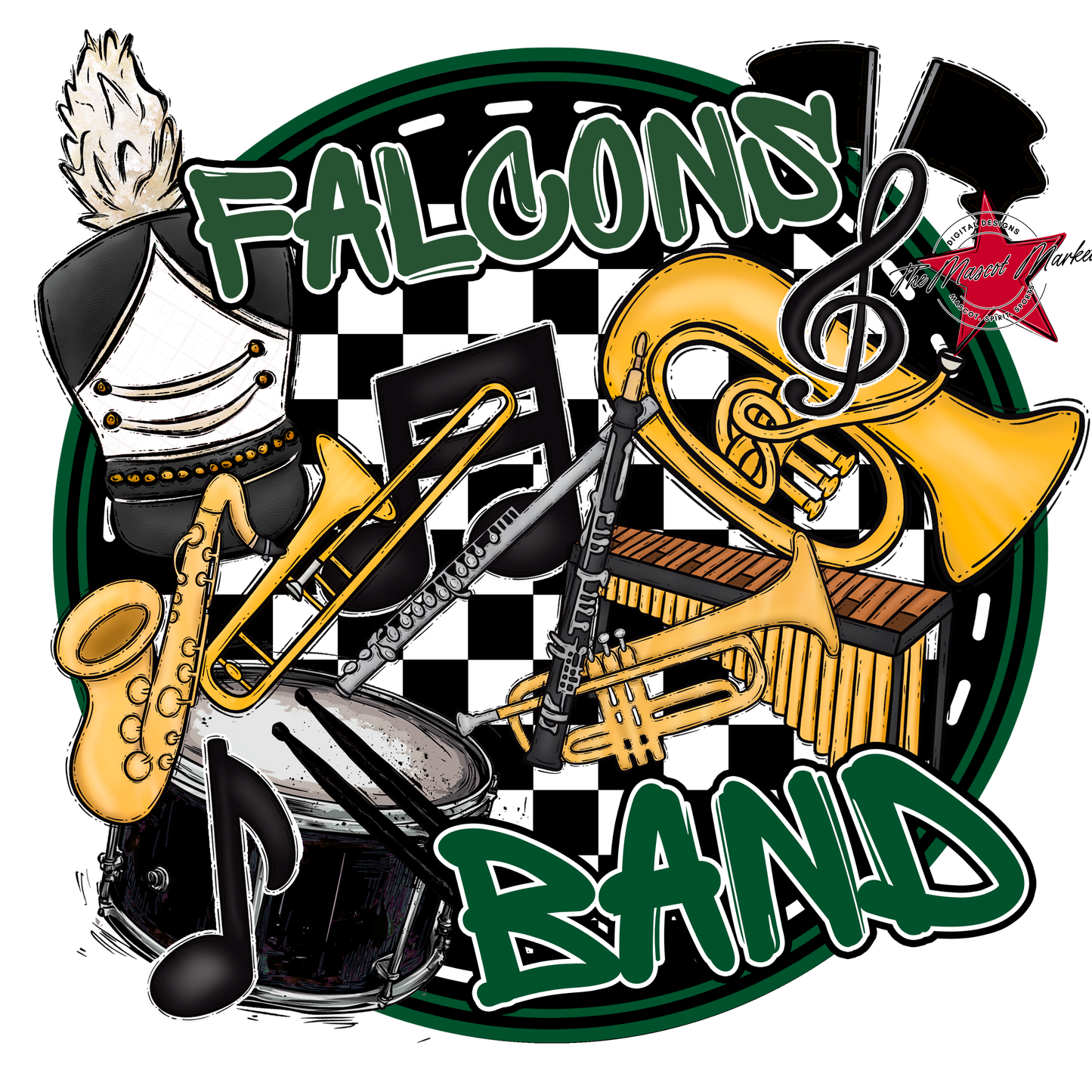 Falcons Circle Band Design-Green