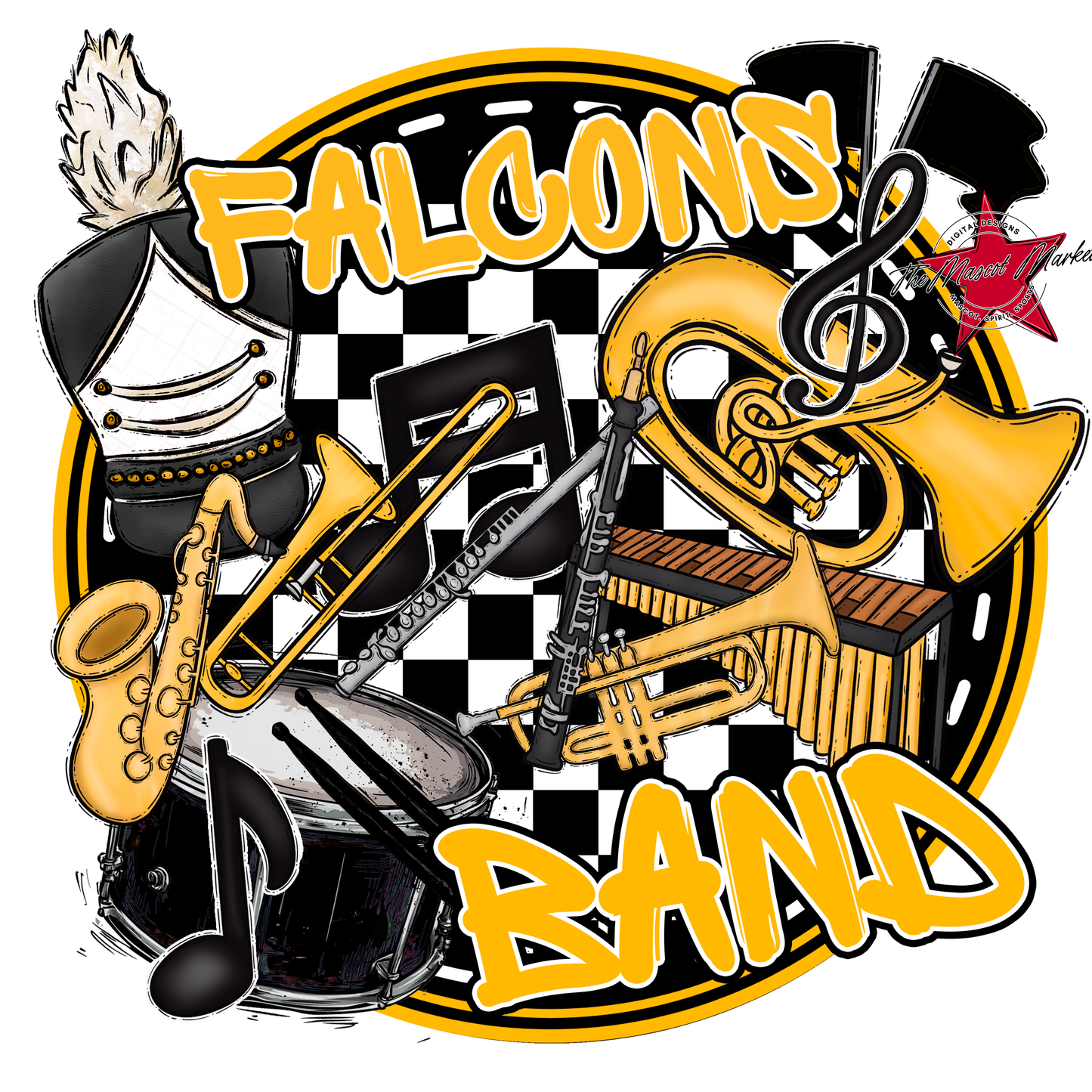 Falcons Circle Band Design-Yellow