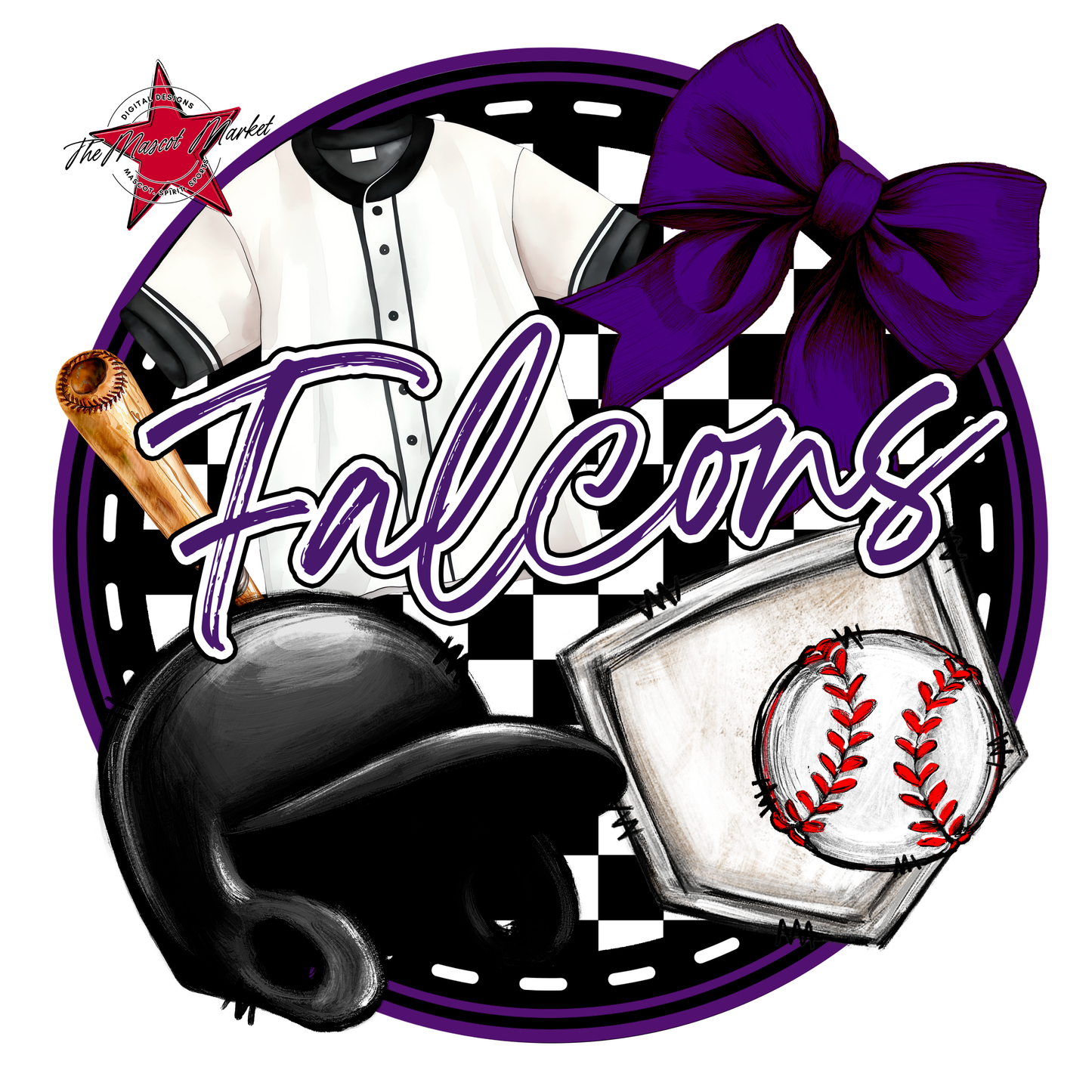 Falcons Circle Baseball Design-Purple