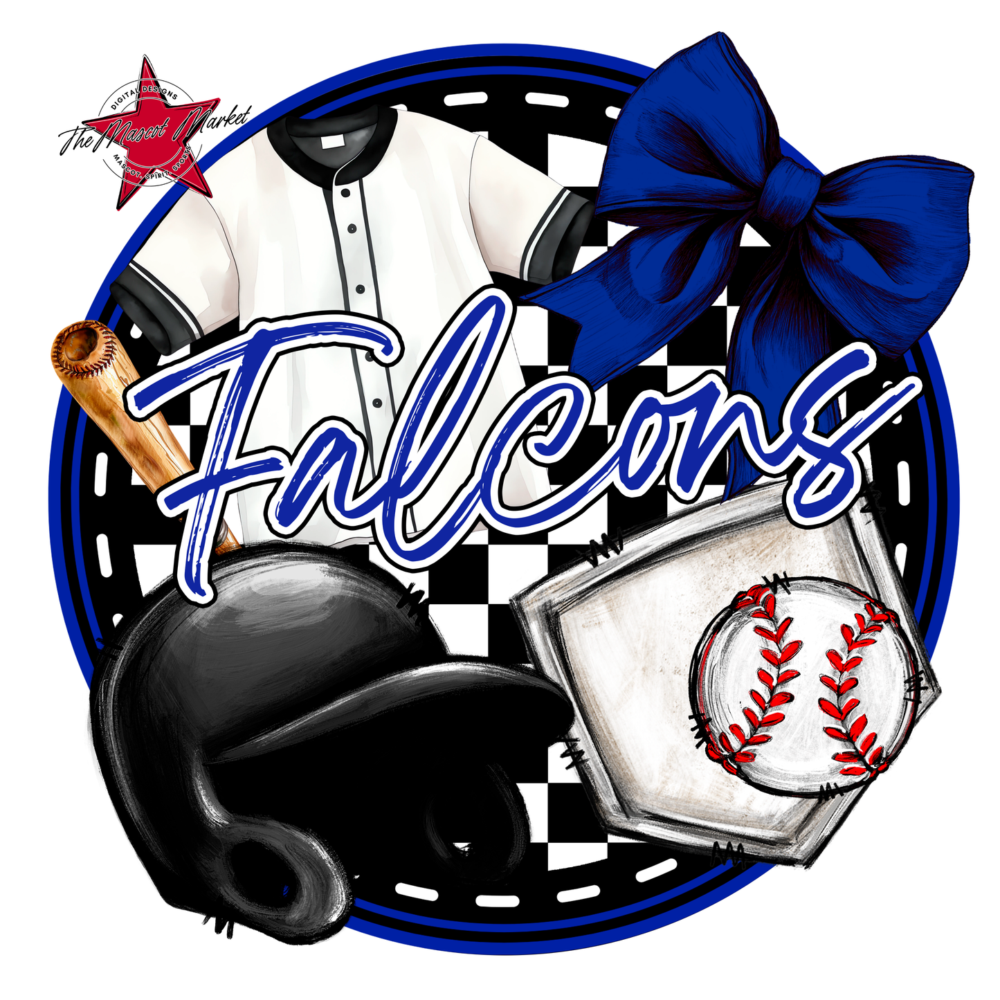 Falcons Circle Baseball Design-Royal Blue