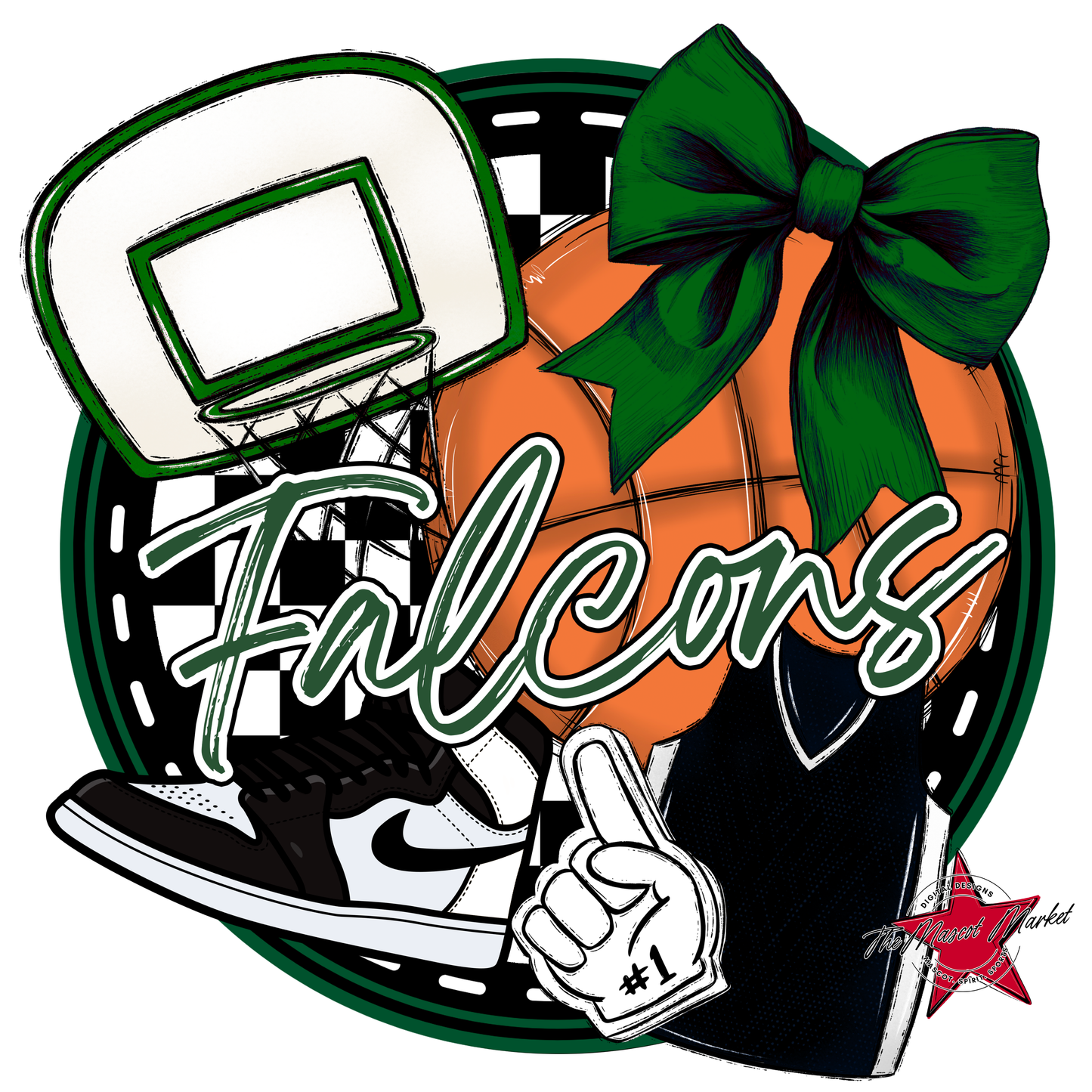 Falcons Circle Basketball Design-Green