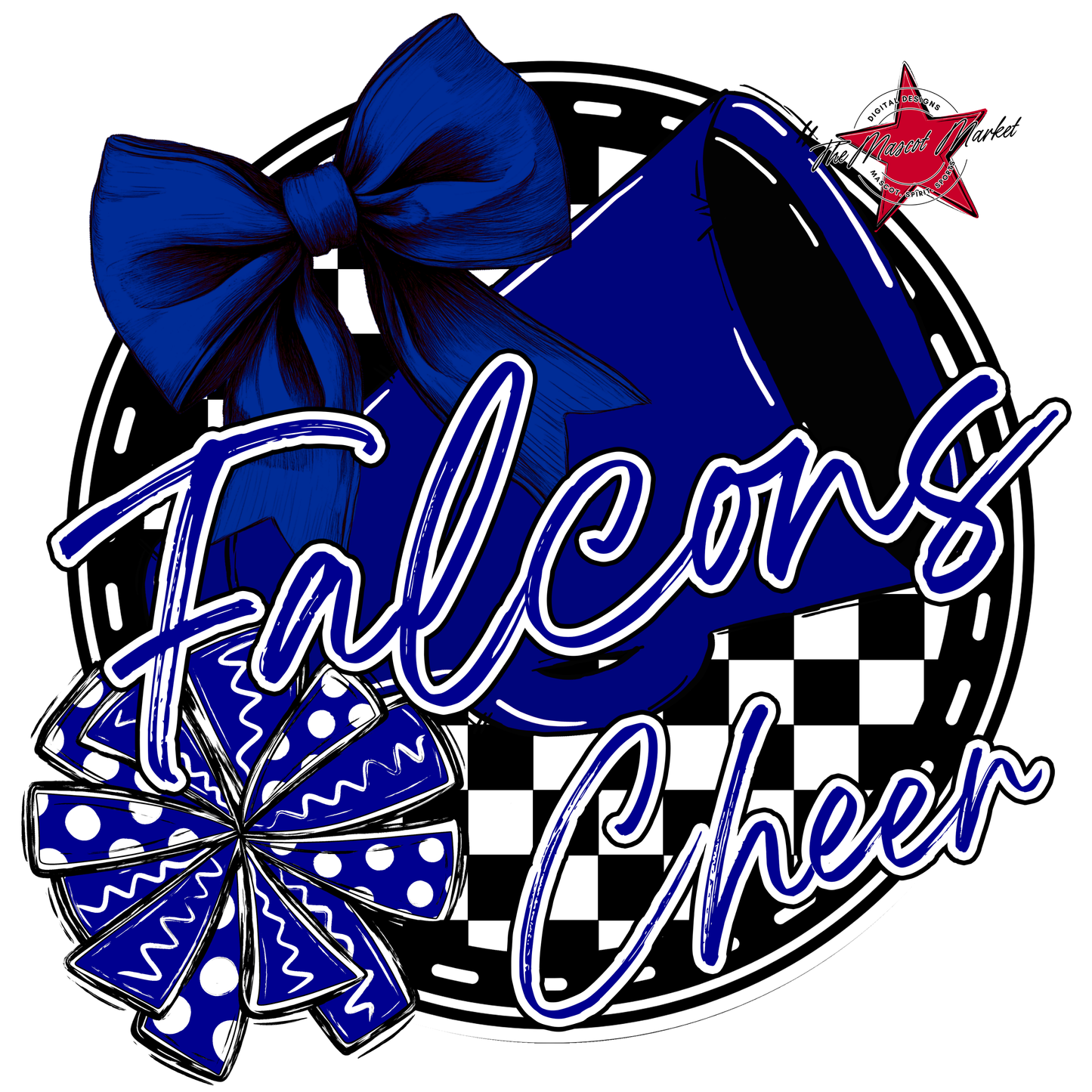 Falcons Circle Cheer Design-Blue