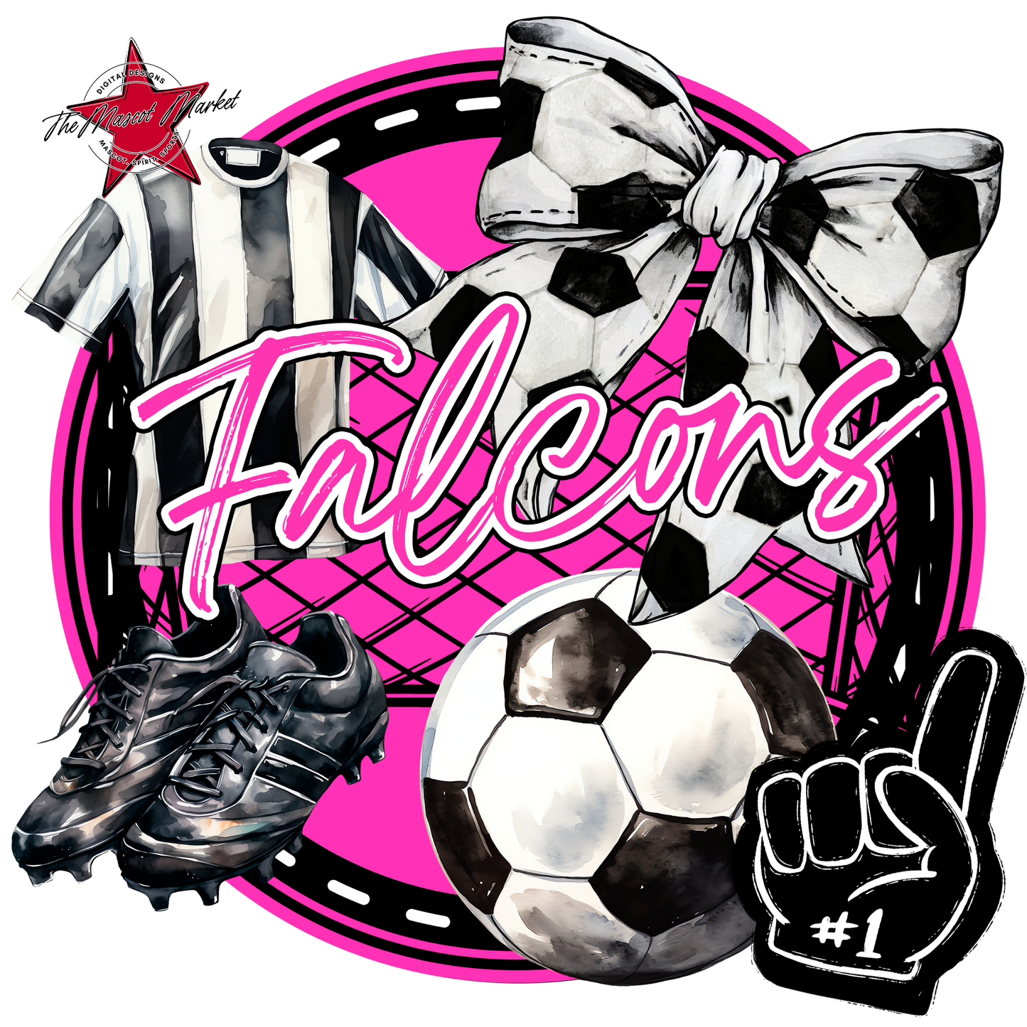 Falcons Circle Soccer Design-Pink
