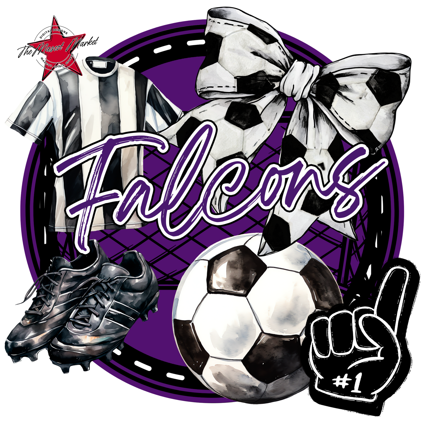 Falcons Circle Soccer Design-Purple