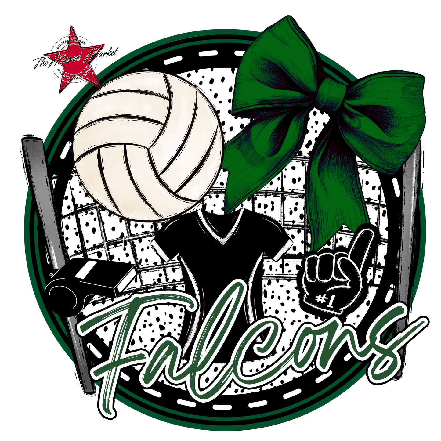 Falcons Circle Volleyball Design-Green