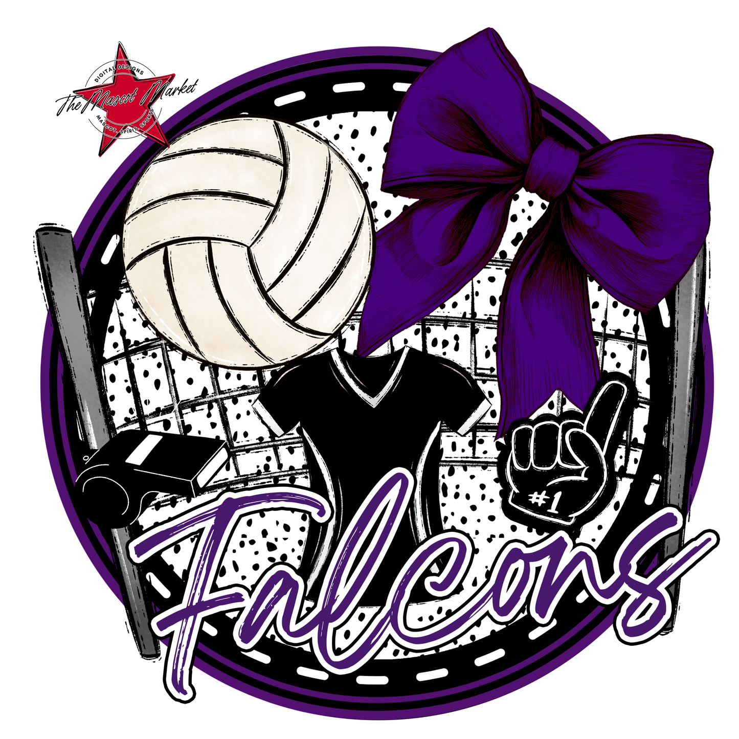 Falcons Circle Volleyball Design-Purple