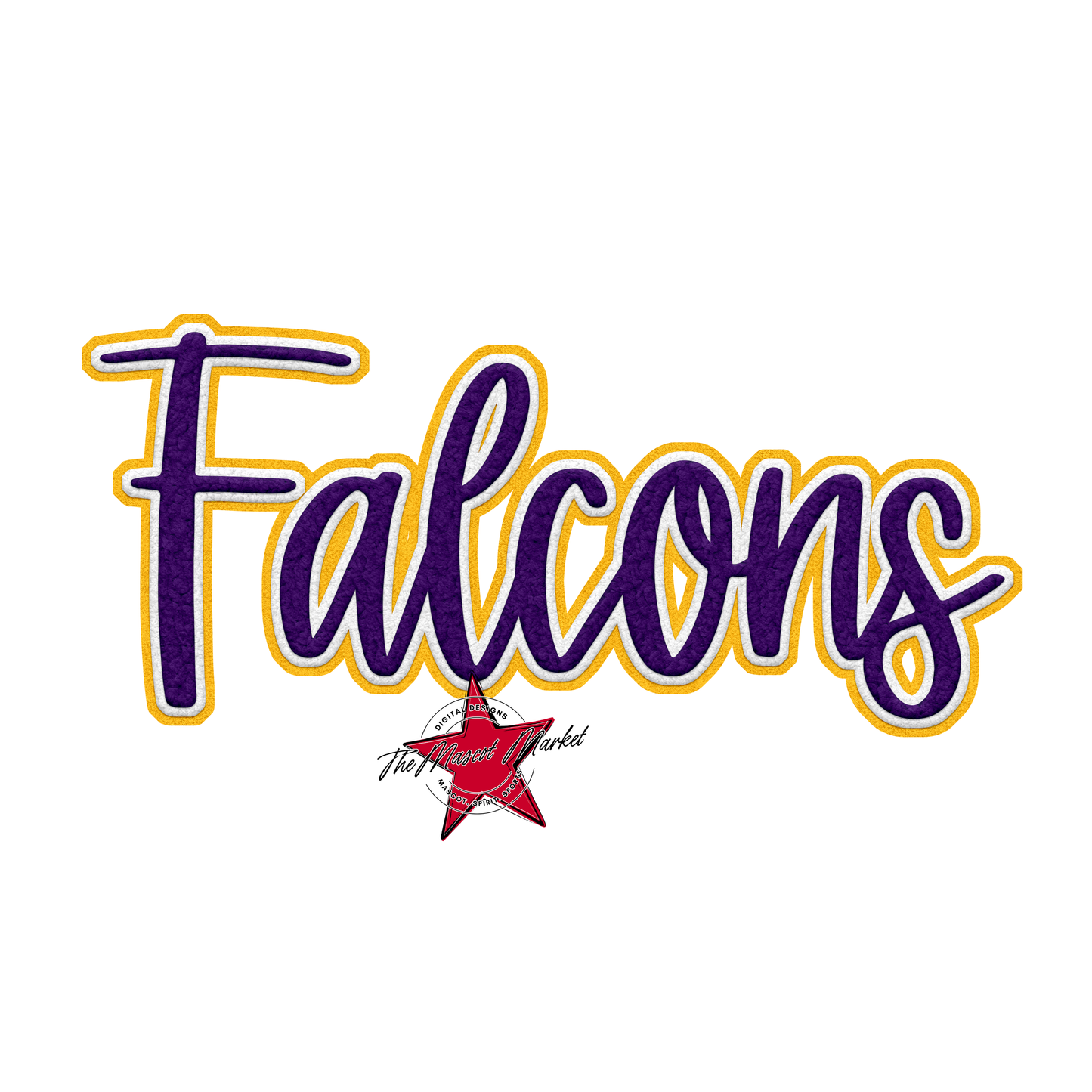 Falcons Faux Chenille Patch-Purple-Yellow