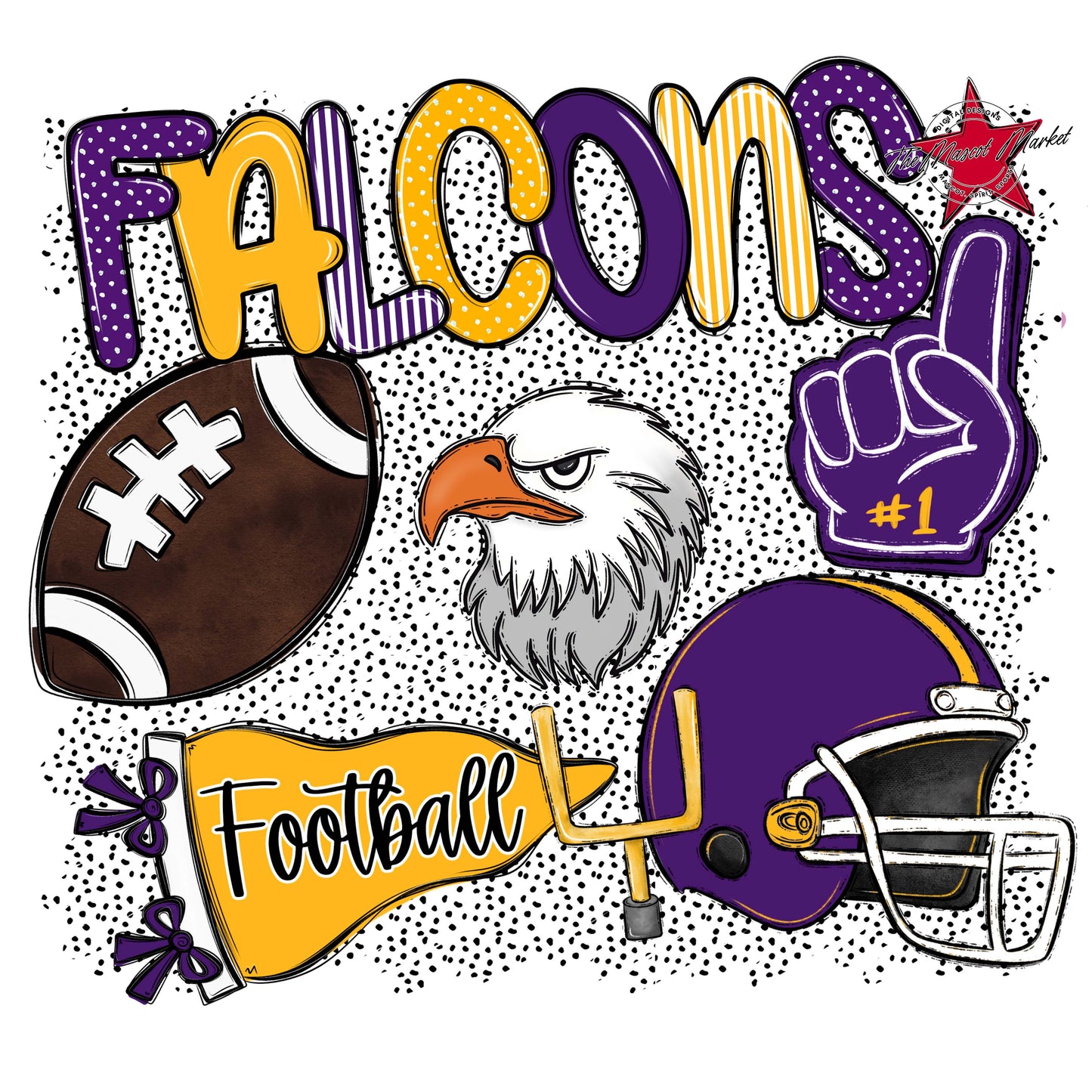 Falcons Football Spirit-Purple & Yellow