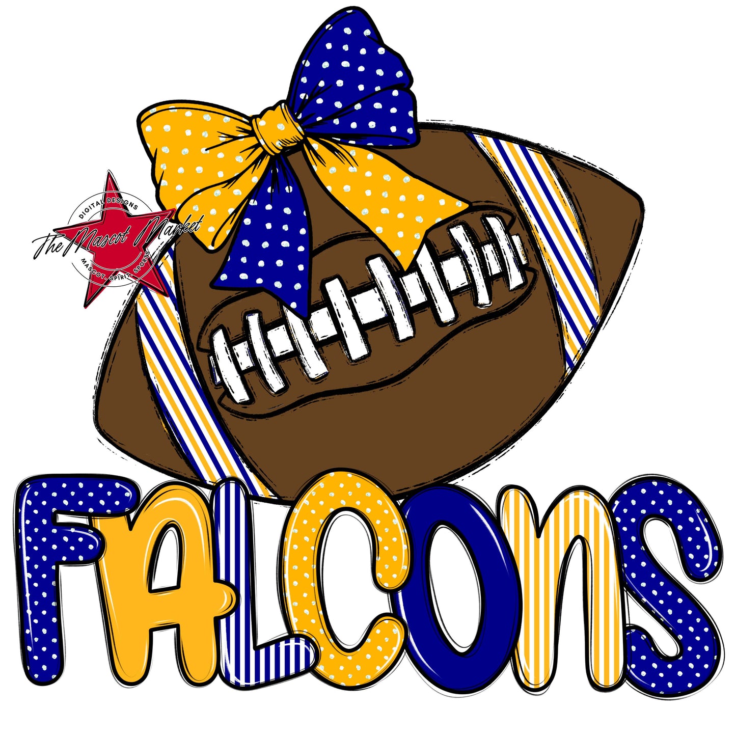 Falcons Football Spirit Design-Blue & Yellow