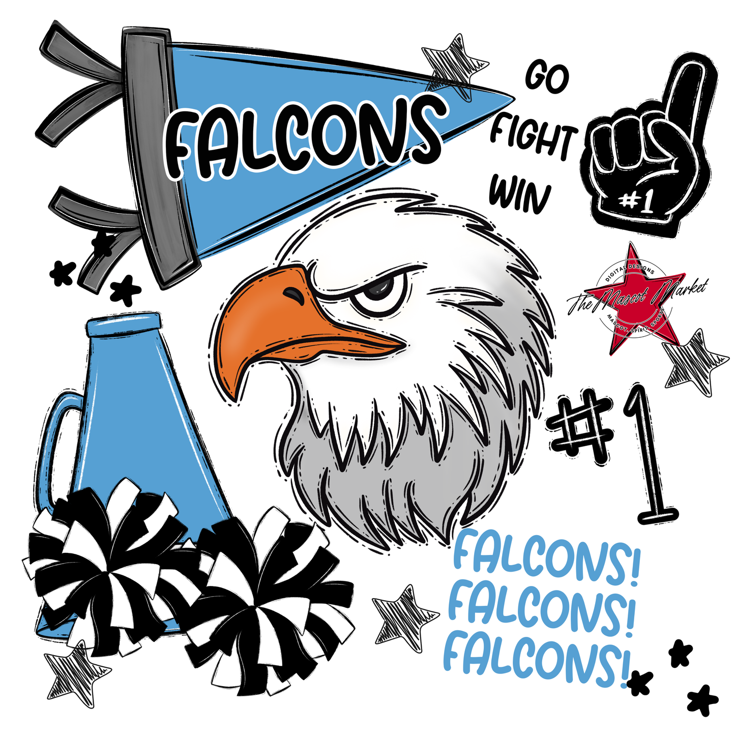 Falcons Spirit Design-Carolina Blue